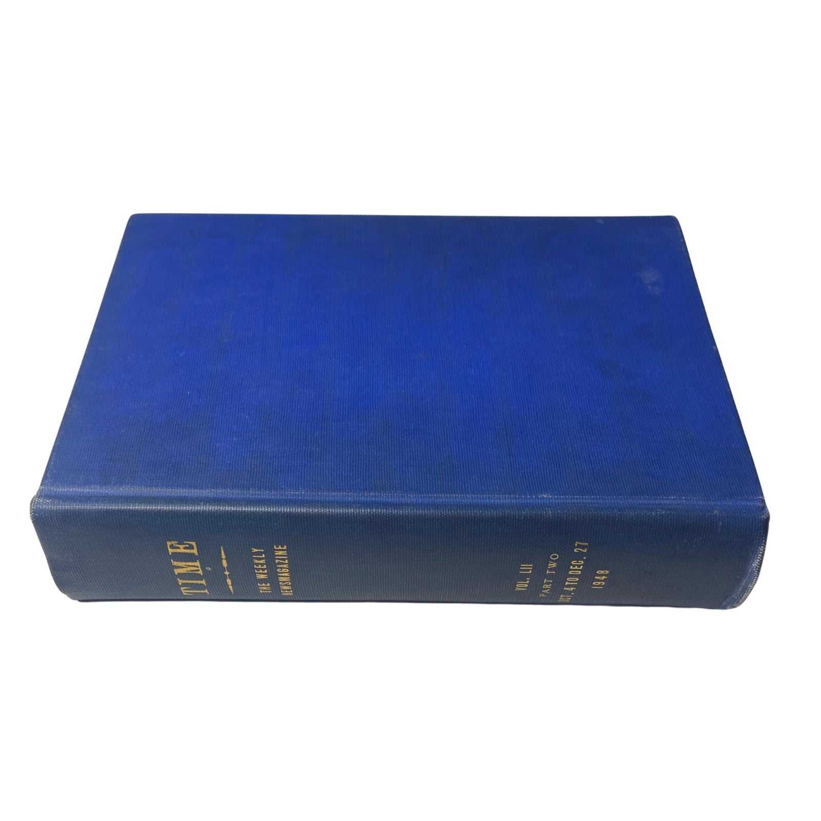 Side view of the Time Magazine Library Bound October 1948-December 1948 highlighting the title and binding details.