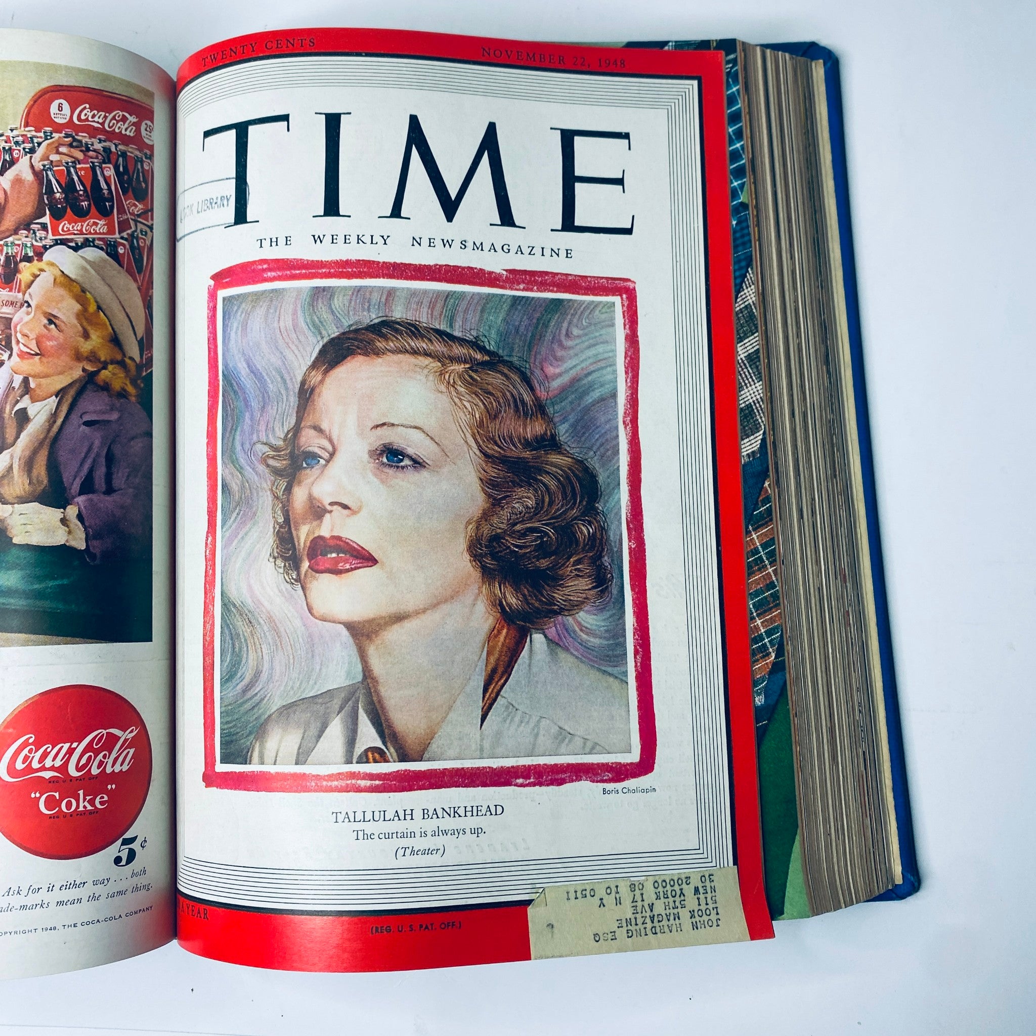 Cover of Time Magazine from November 22, 1948 featuring actress Tallulah Bankhead, emphasizing her influence in theater.