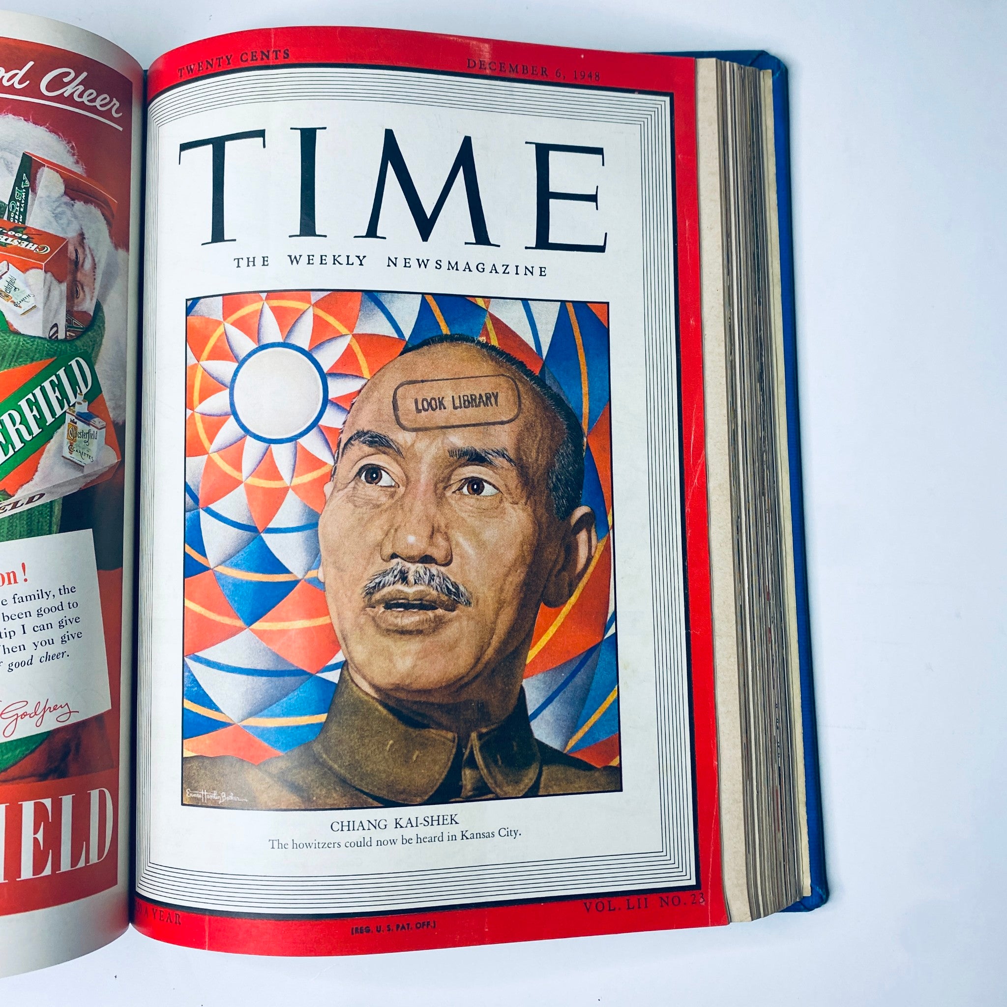 Cover of Time Magazine from December 6, 1948 featuring Chiang Kai-Shek, leader of the Republic of China, reflecting on global politics.