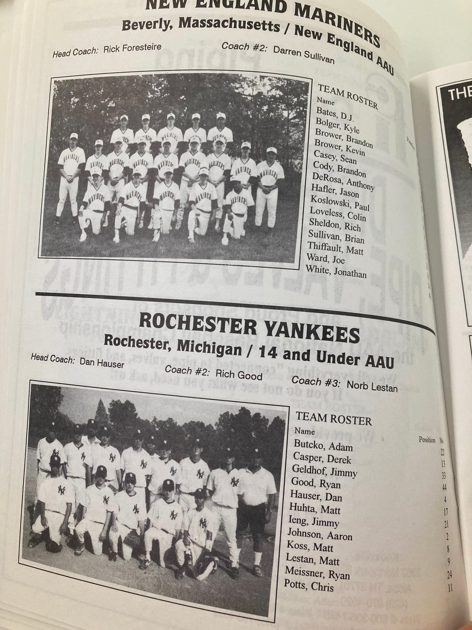 August 2-9 1996 AAU 14 & Under National Baseball Championship Official Program