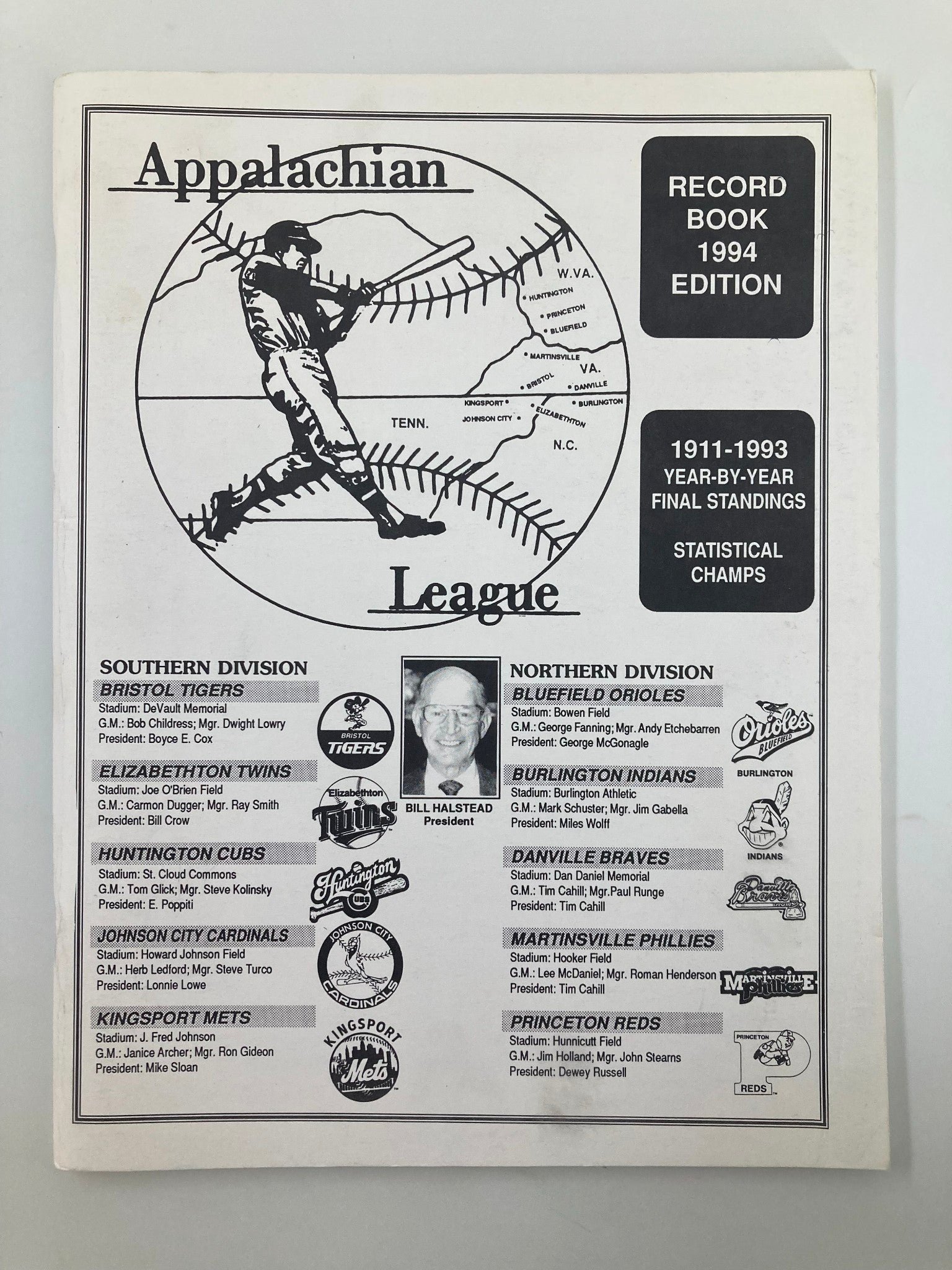 Record Book 1994 Edition Appalachian League Statistical Champs