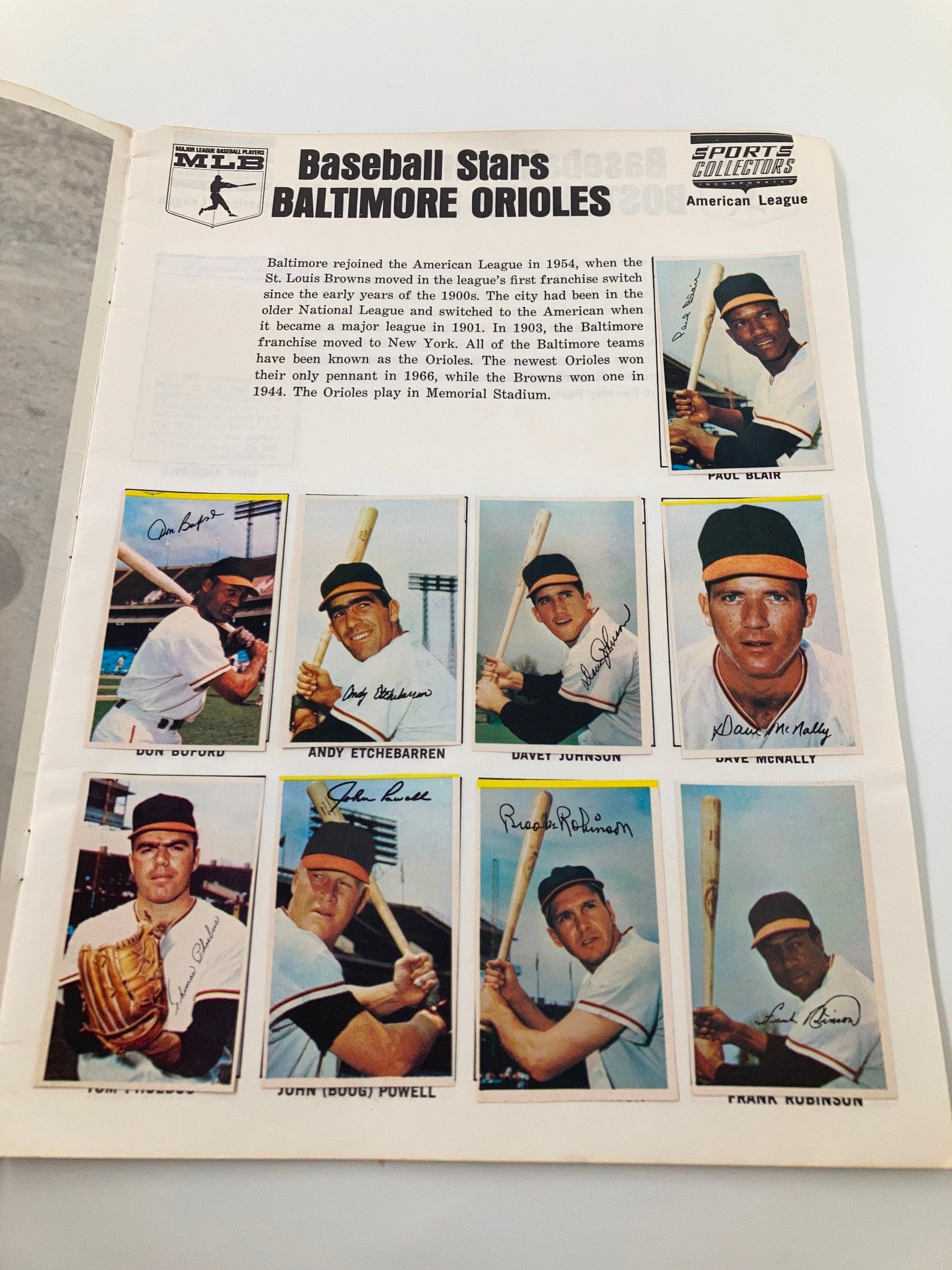 1969 Baseball Stars American League Official Sports Collectors Photostamp Album