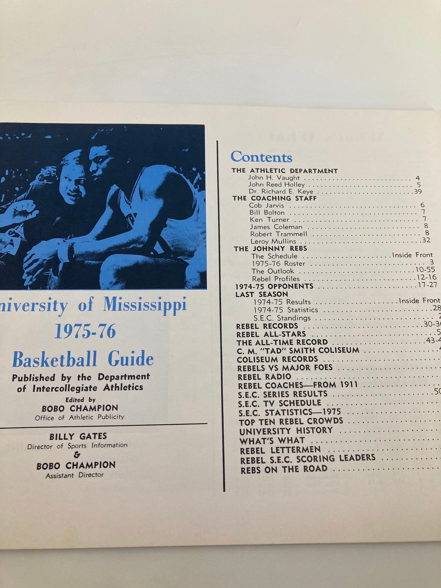 1975-1976 Rebel Basketball University of Mississippi Basketball Guide