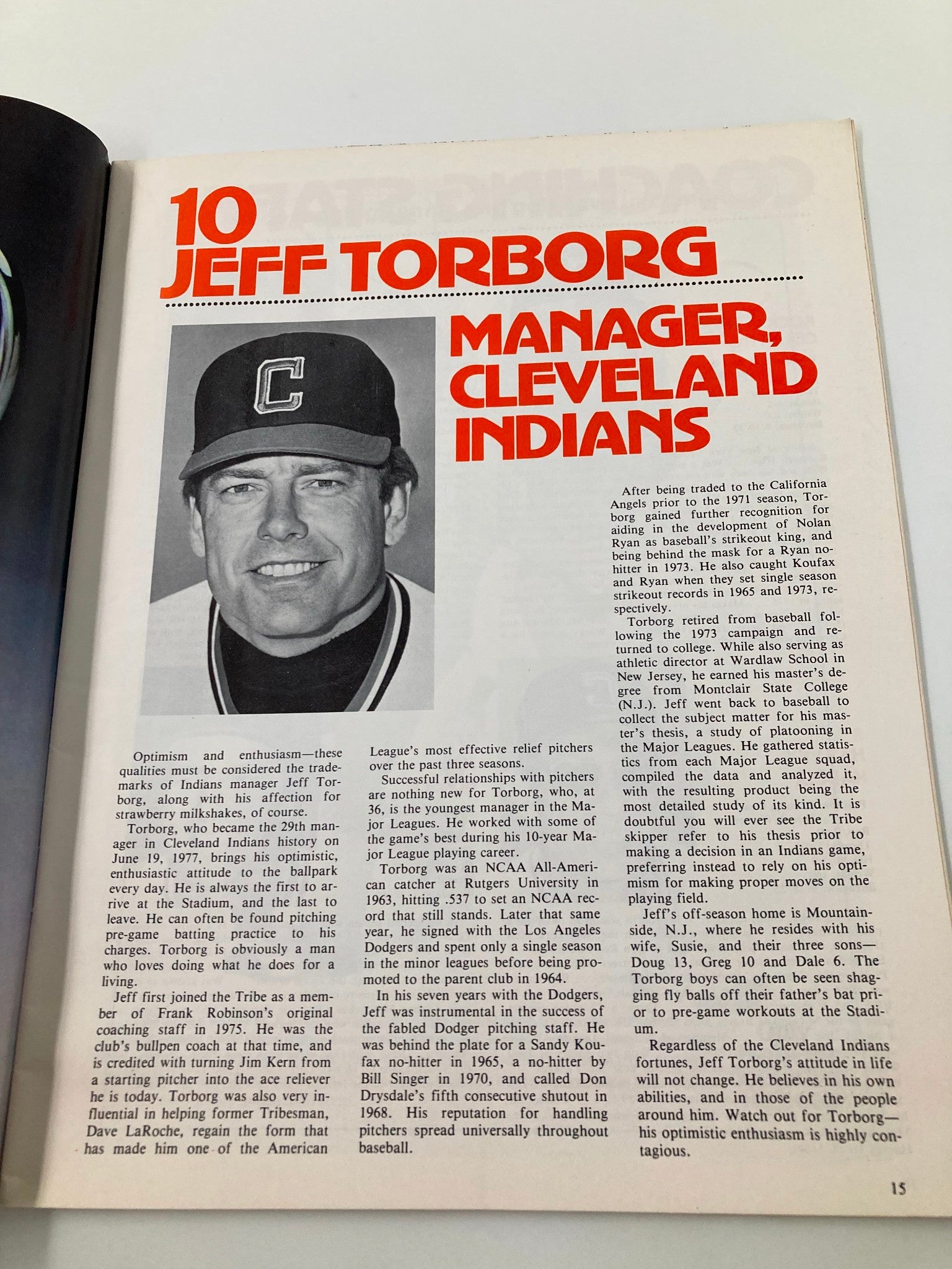 1978 MLB Cleveland Indians Official Program and Souvenir Magazine