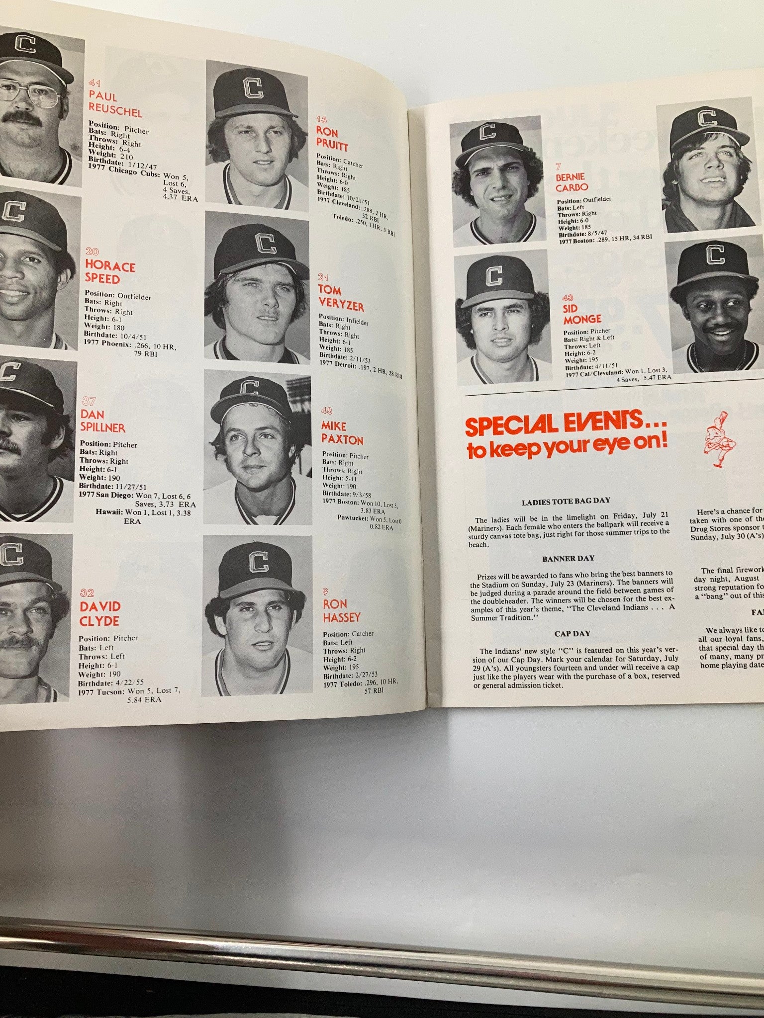 1978 MLB Cleveland Indians Official Program and Souvenir Magazine