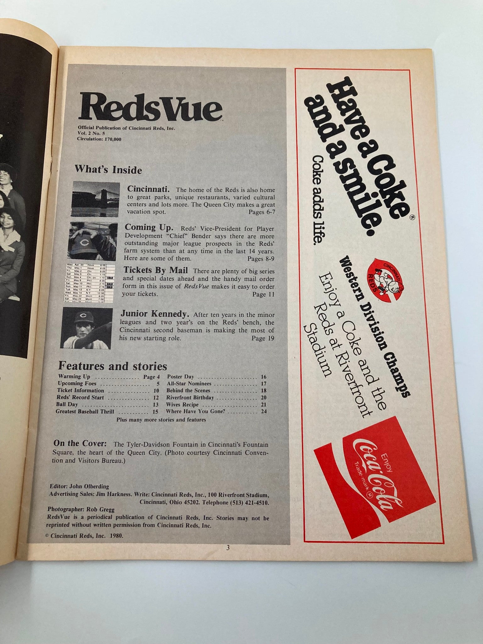 May 1980 Vol 2 #5 Reds Vue Meet Cincinnati Home of the Reds Official Magazine