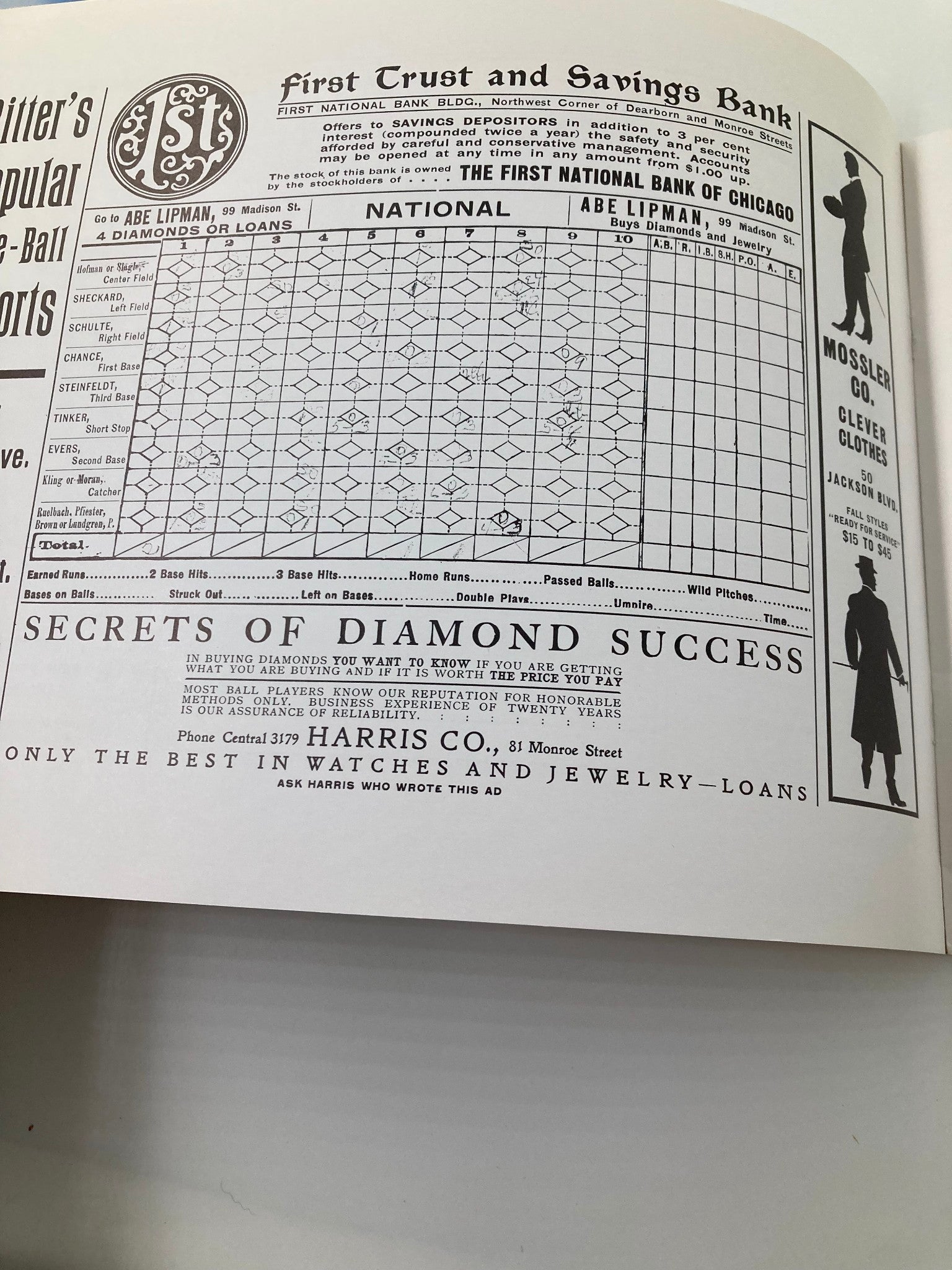 1906 Cubs Sox Baseball World's Championship Series Souvenir Score Book reprint