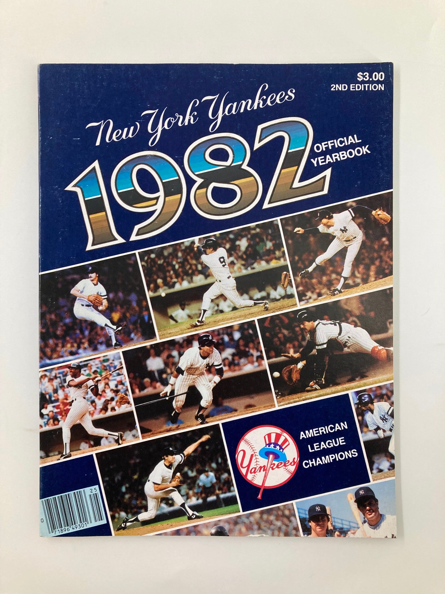 1982 MLB New York Yankees Official Yearbook American League Champions