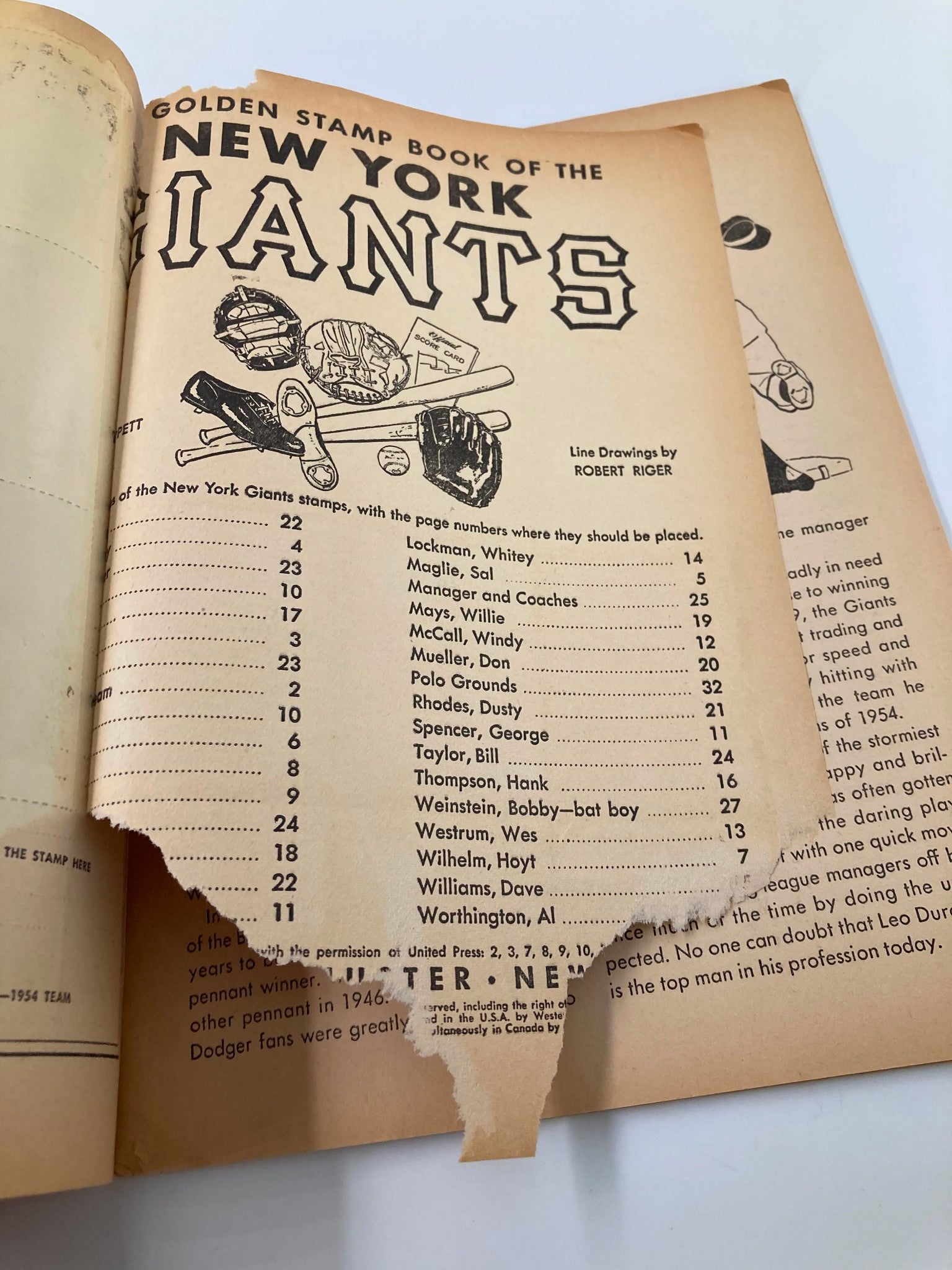 1954 MLB Baseball The Golden Stamp Book of the New York Giants Complete