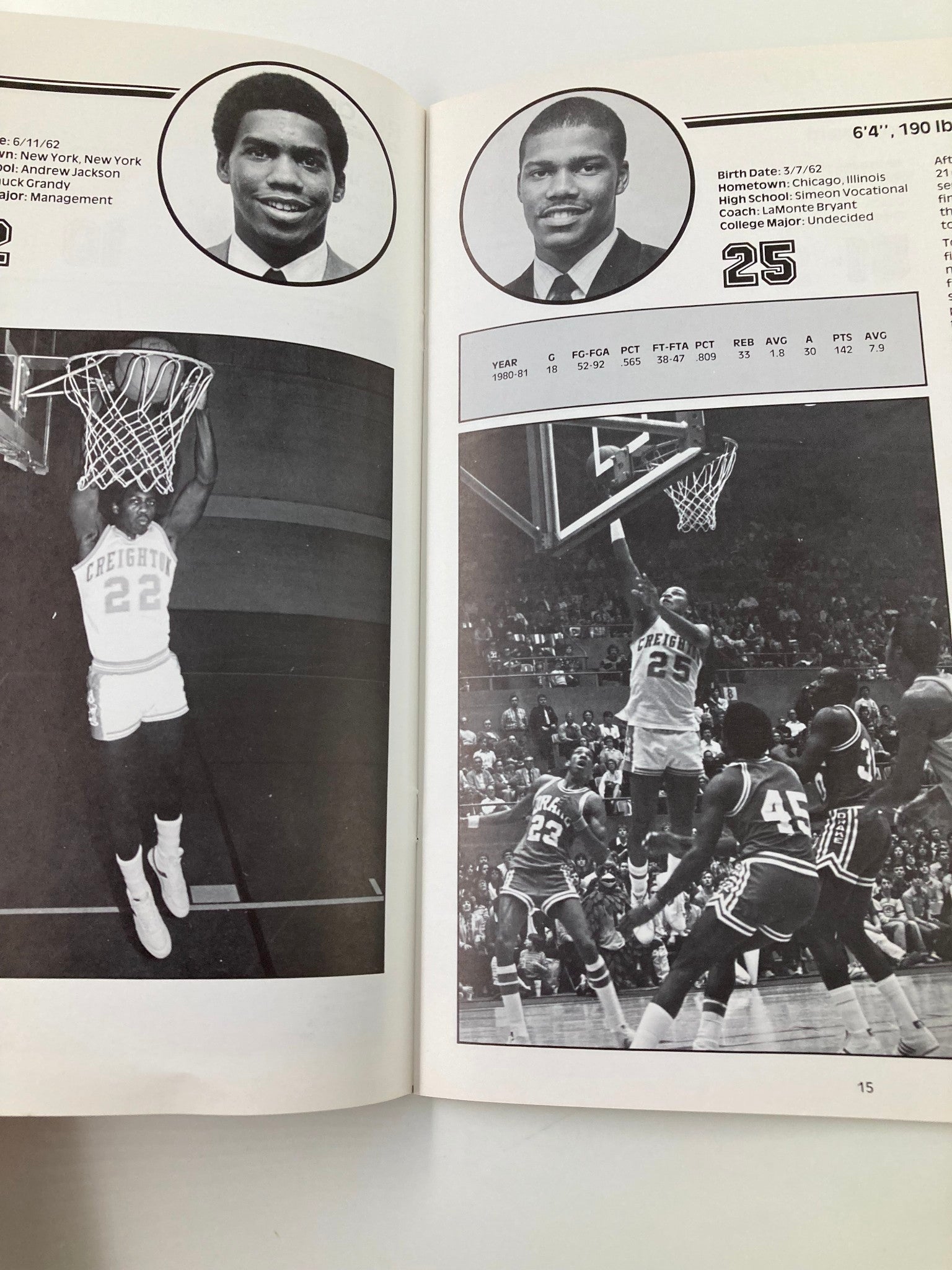 1981-1982 College Basketball Creighton Bluejays Official Program