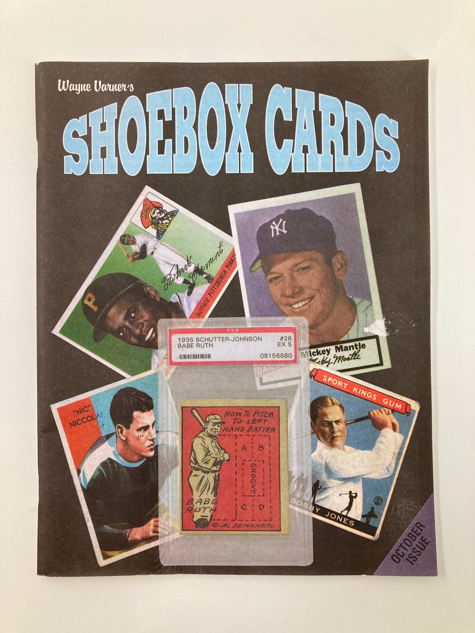 1935 MLB Shoebox Cards featuring Mickey Mantle and Babe Ruth, showcasing various vintage baseball cards in a collector's gallery layout.