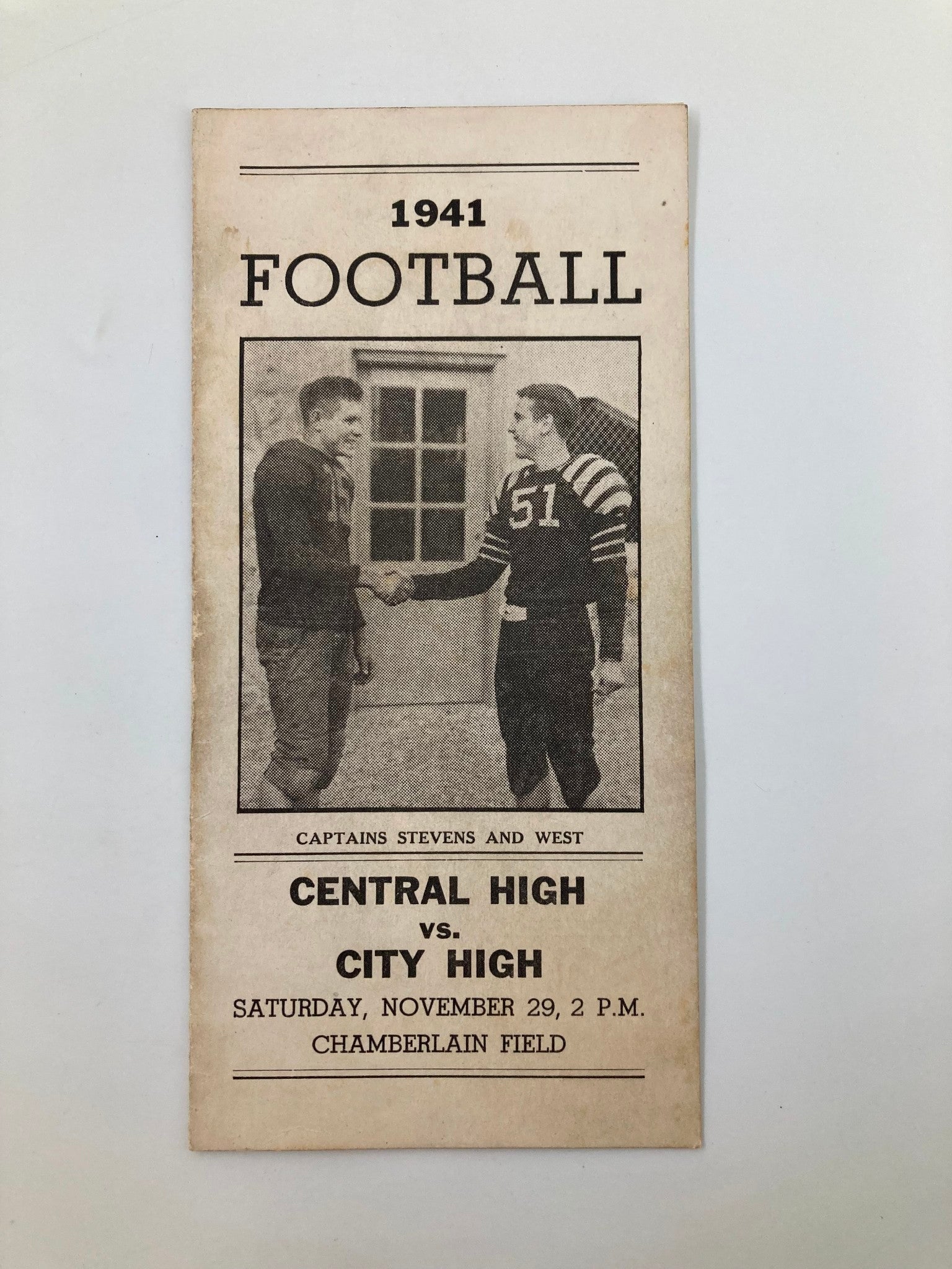 November 29 1941 Football Central High vs City High Official Program