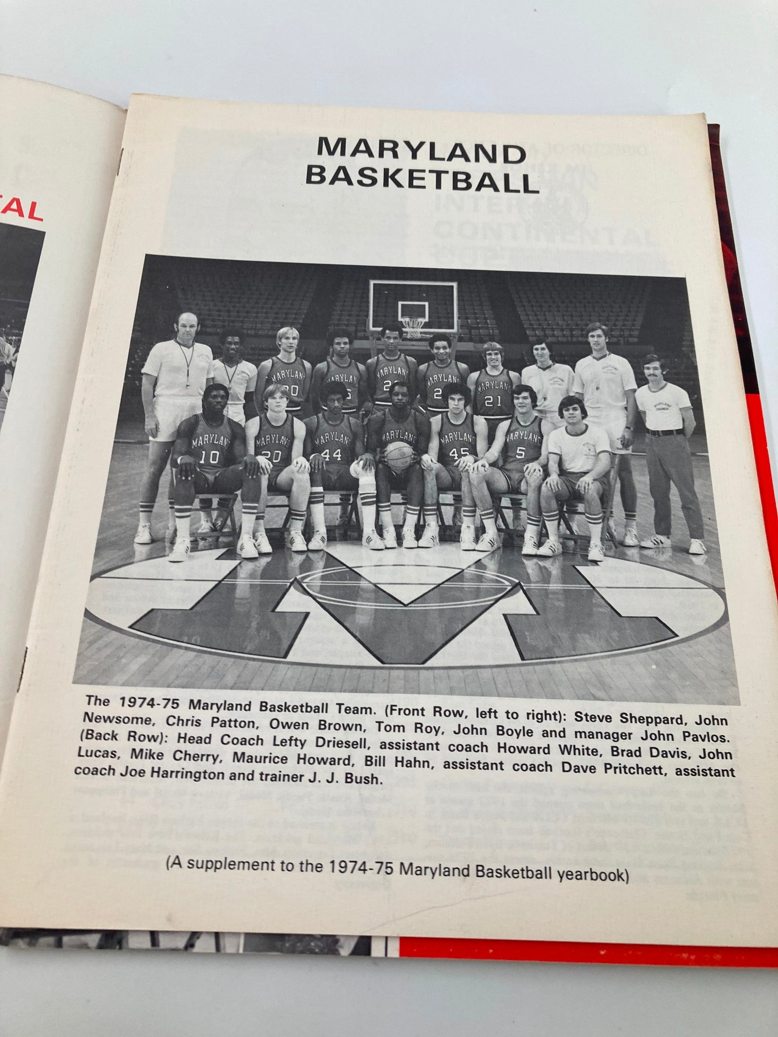 1974-1975 Maryland Basketball College Yearbook