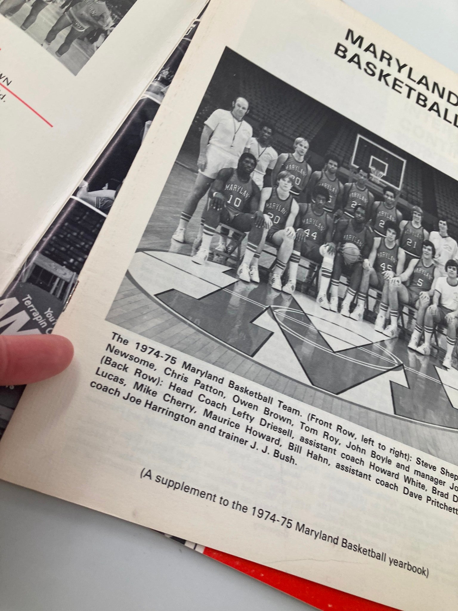 1974-1975 Maryland Basketball College Yearbook