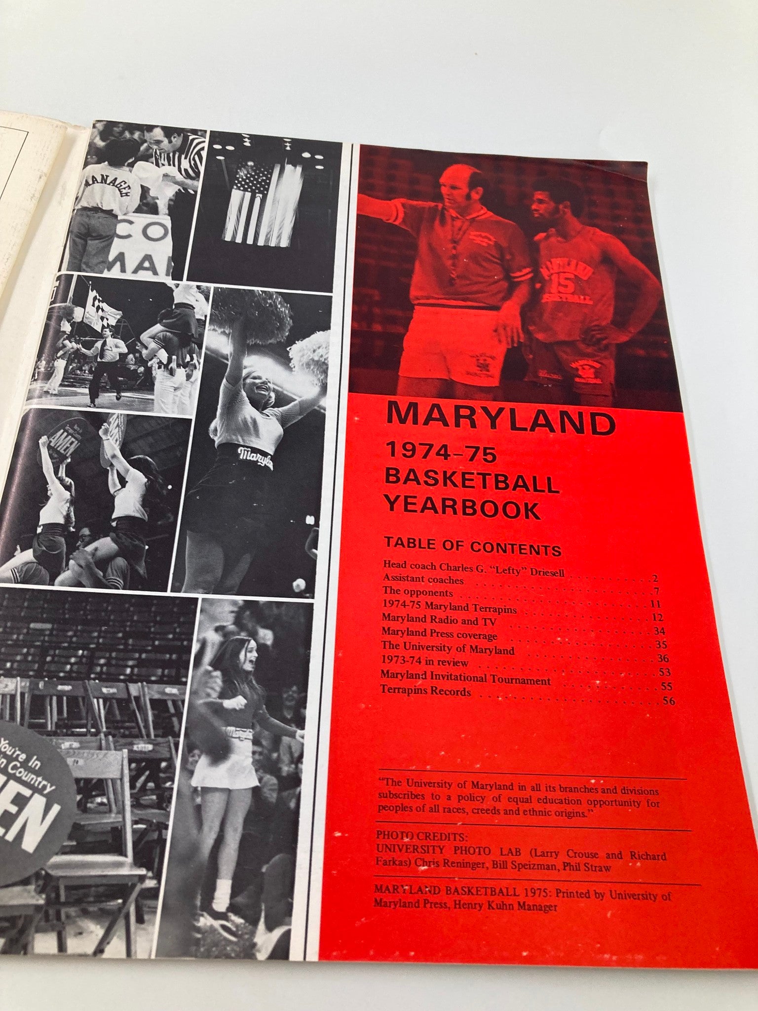 1974-1975 Maryland Basketball College Yearbook