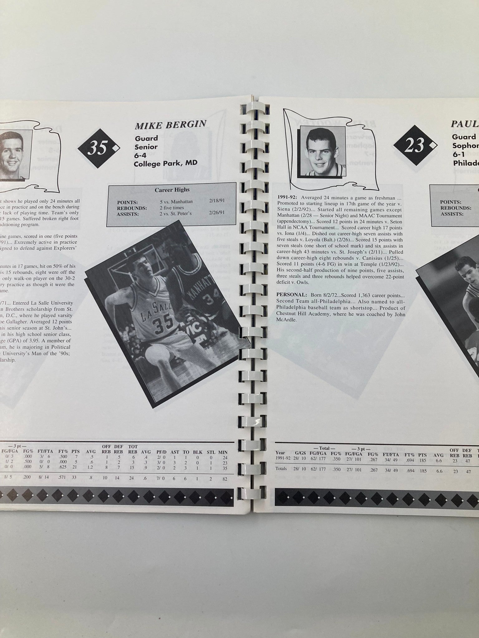 1992-1993 La Salle University Men's Basketball College Program