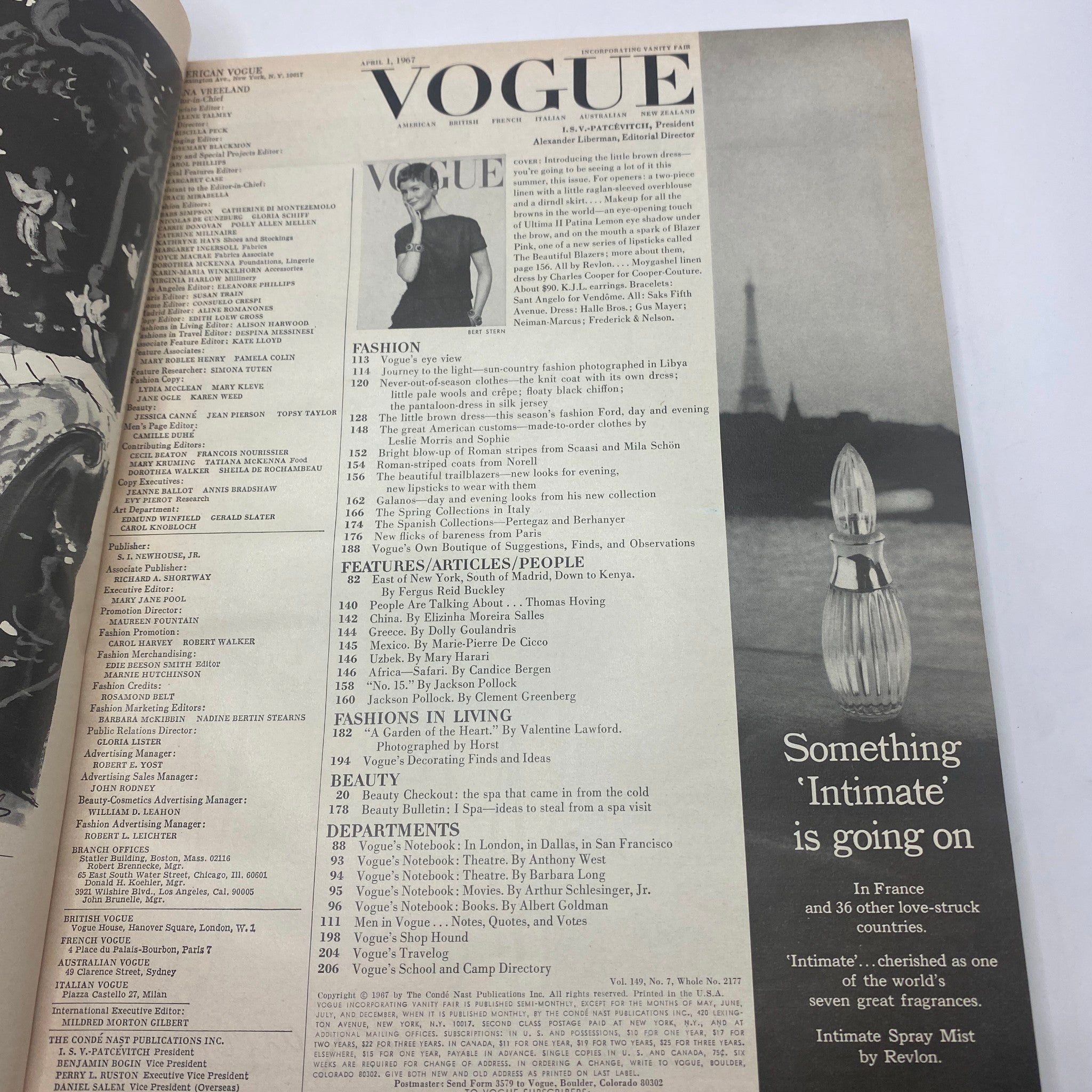 VTG Vogue Magazine April 1 1967 Celia Hammond by Bert Stern No Label