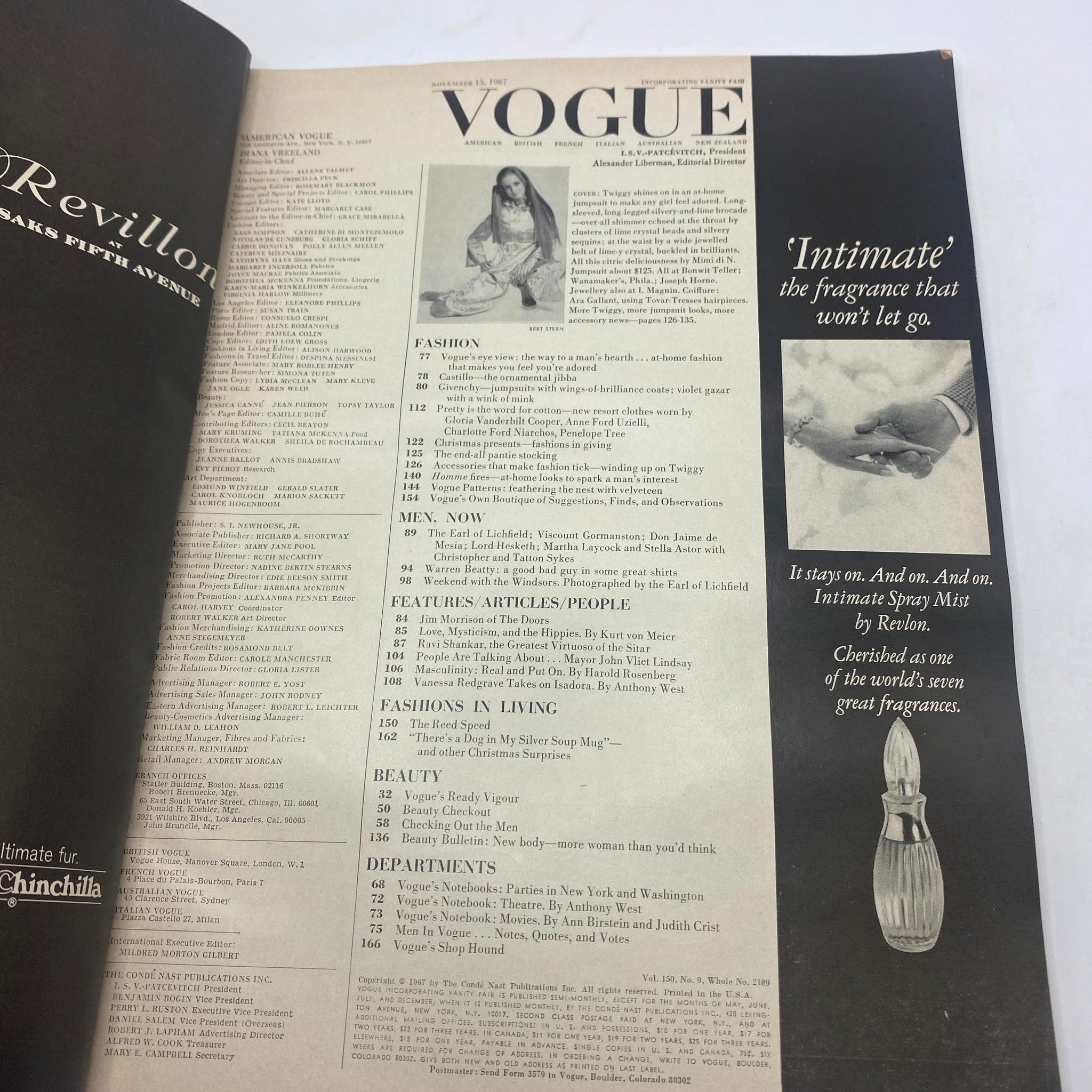 VTG Vogue Magazine November 15 1967 Model Twiggy by Bert Stern No Label