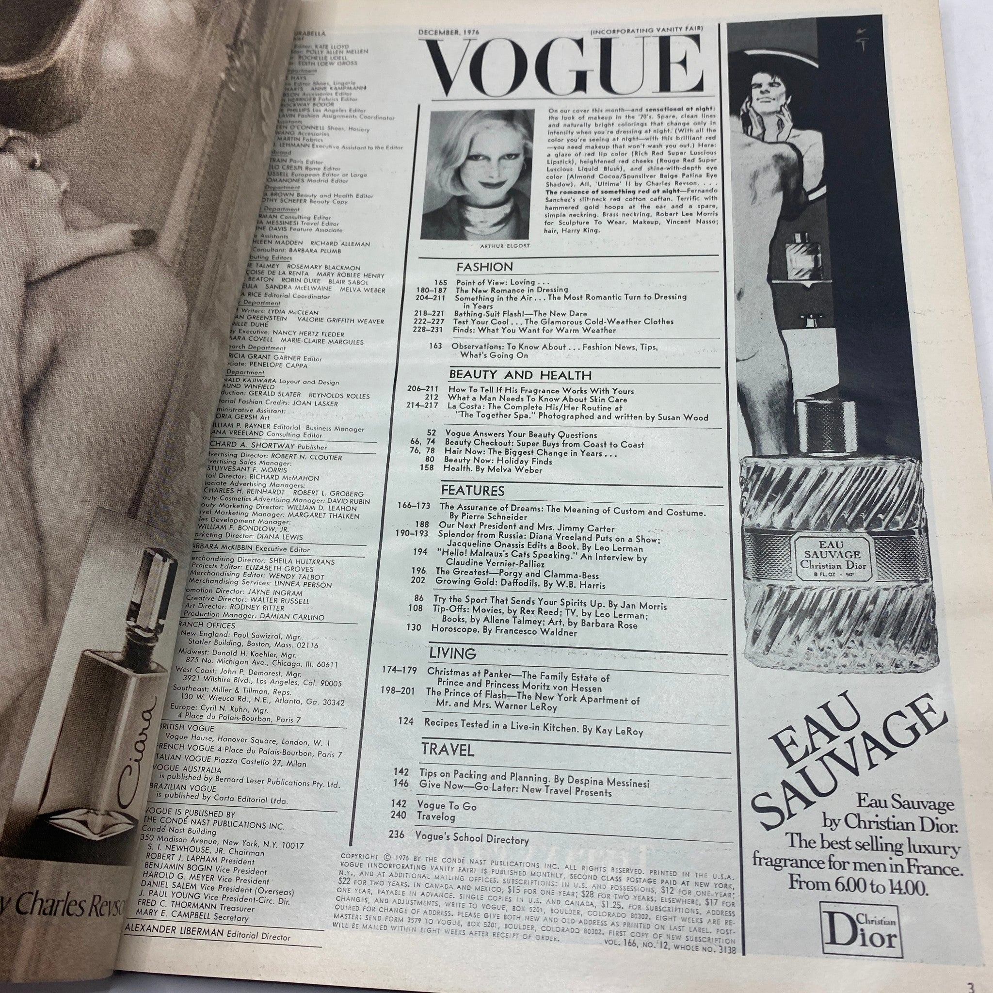 VTG Vogue Magazine December 1976 Lisa Cooper by Arthur Elgort