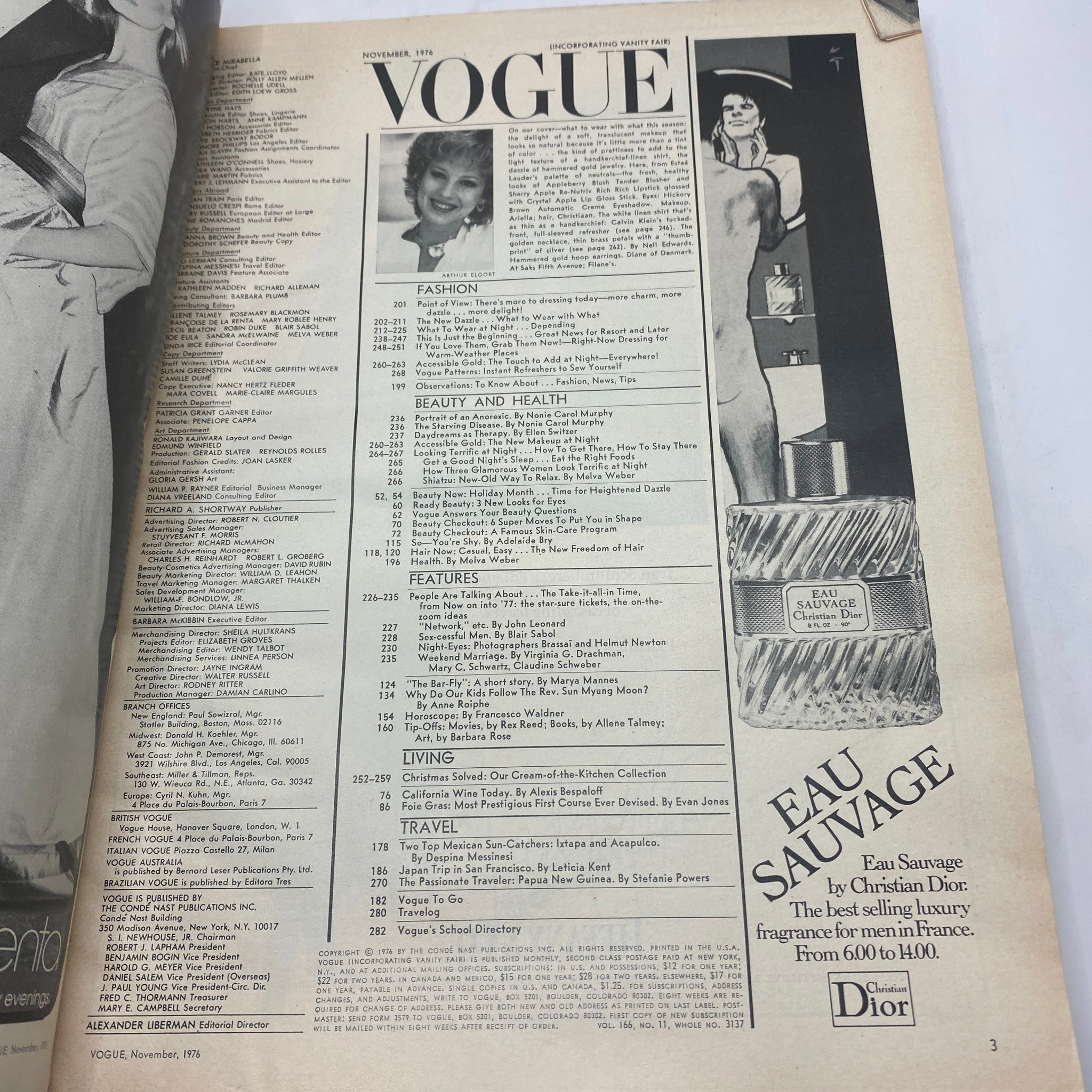 VTG Vogue Magazine November 1976 Rosie Vela by Arthur Elgort