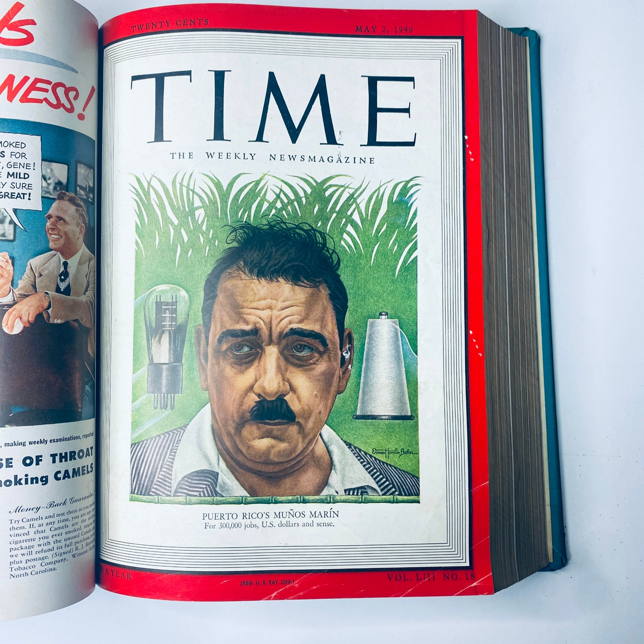 Cover of Time Magazine Library Bound Weekly May 2, 1949 showcasing Puerto Rico's Muñoz Marín with the inscription 'LOOK LIBRARY'.