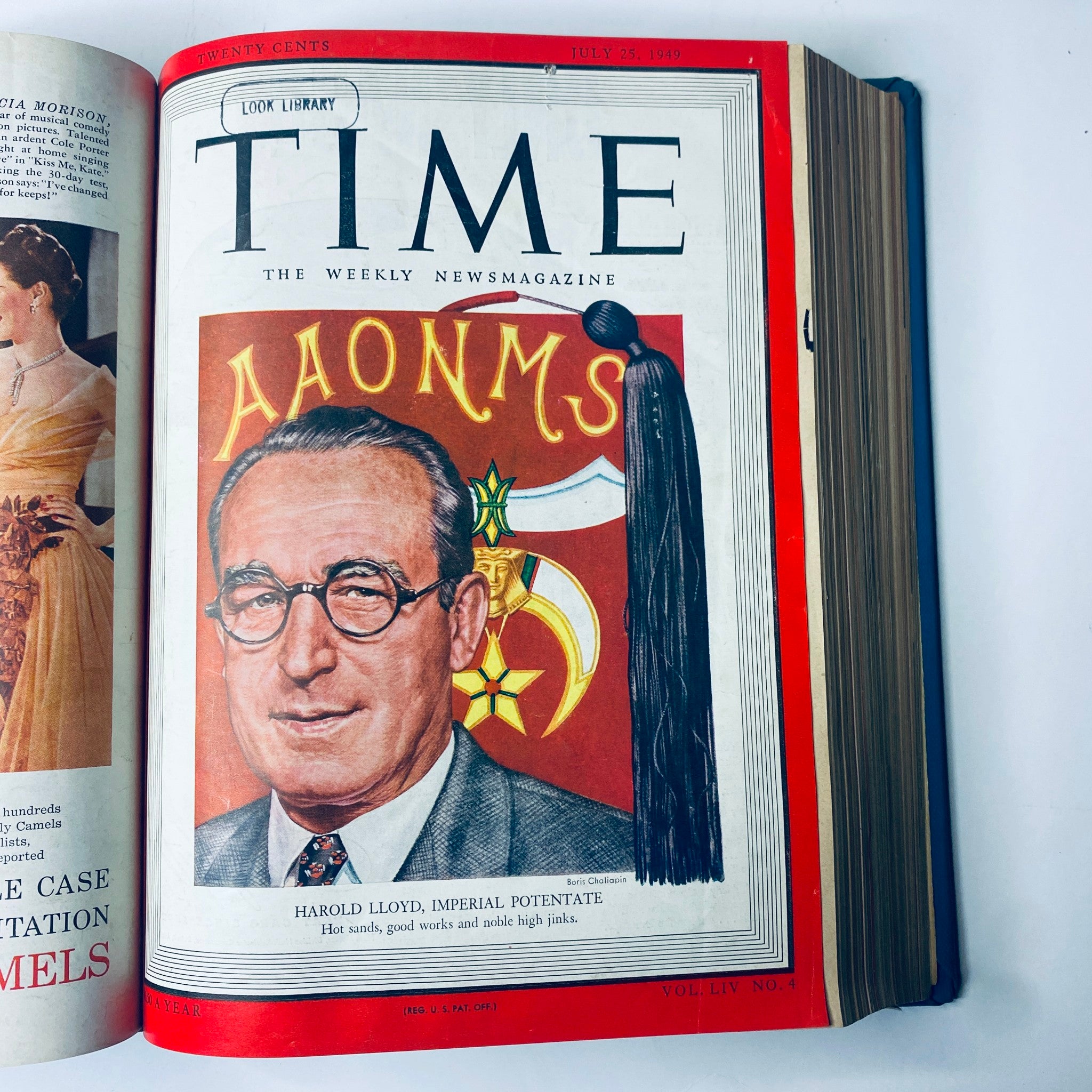 Cover of Time Magazine from July 25, 1949, featuring Harold Lloyd, Imperial Potentate, with a colorful artistic design.