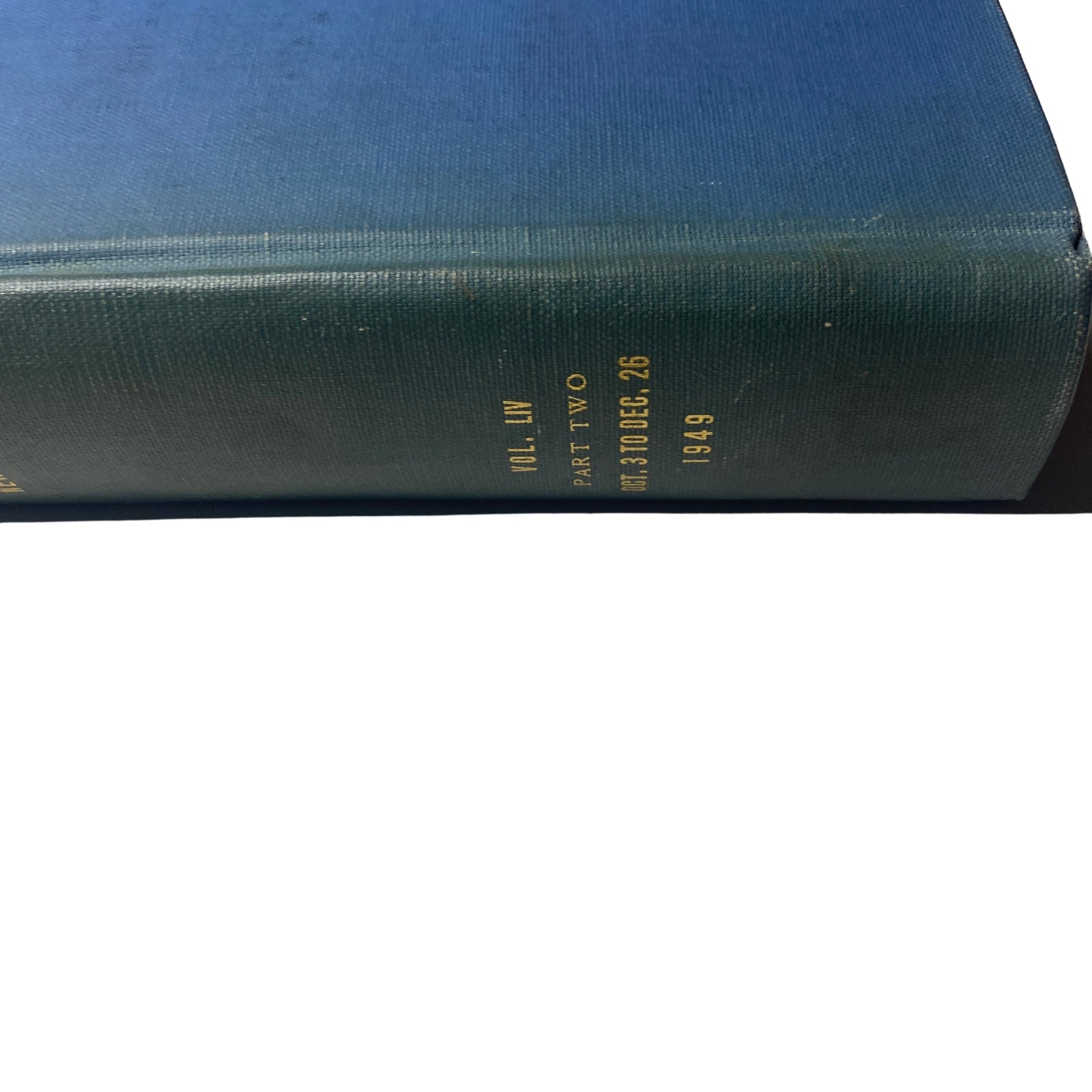 Spine view of the Time Library Bound Weekly magazine, showcasing the volume information for October 3 to December 26, 1949.