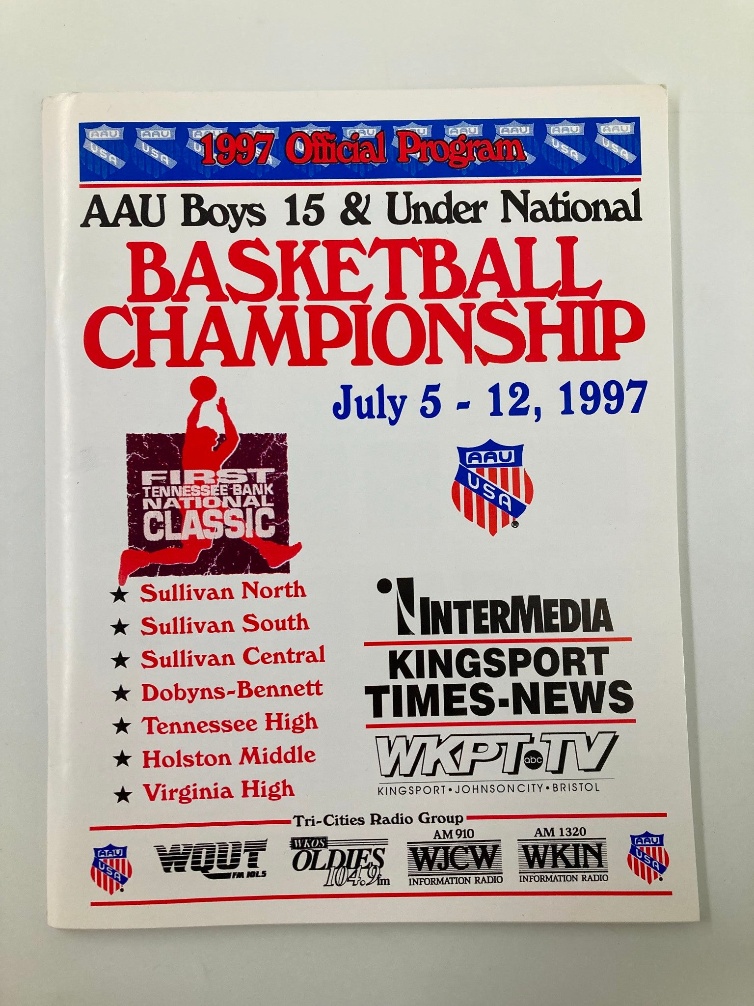 July 5-12 1997 AAU Boys 15 & Under National Basketball Championship Program VG