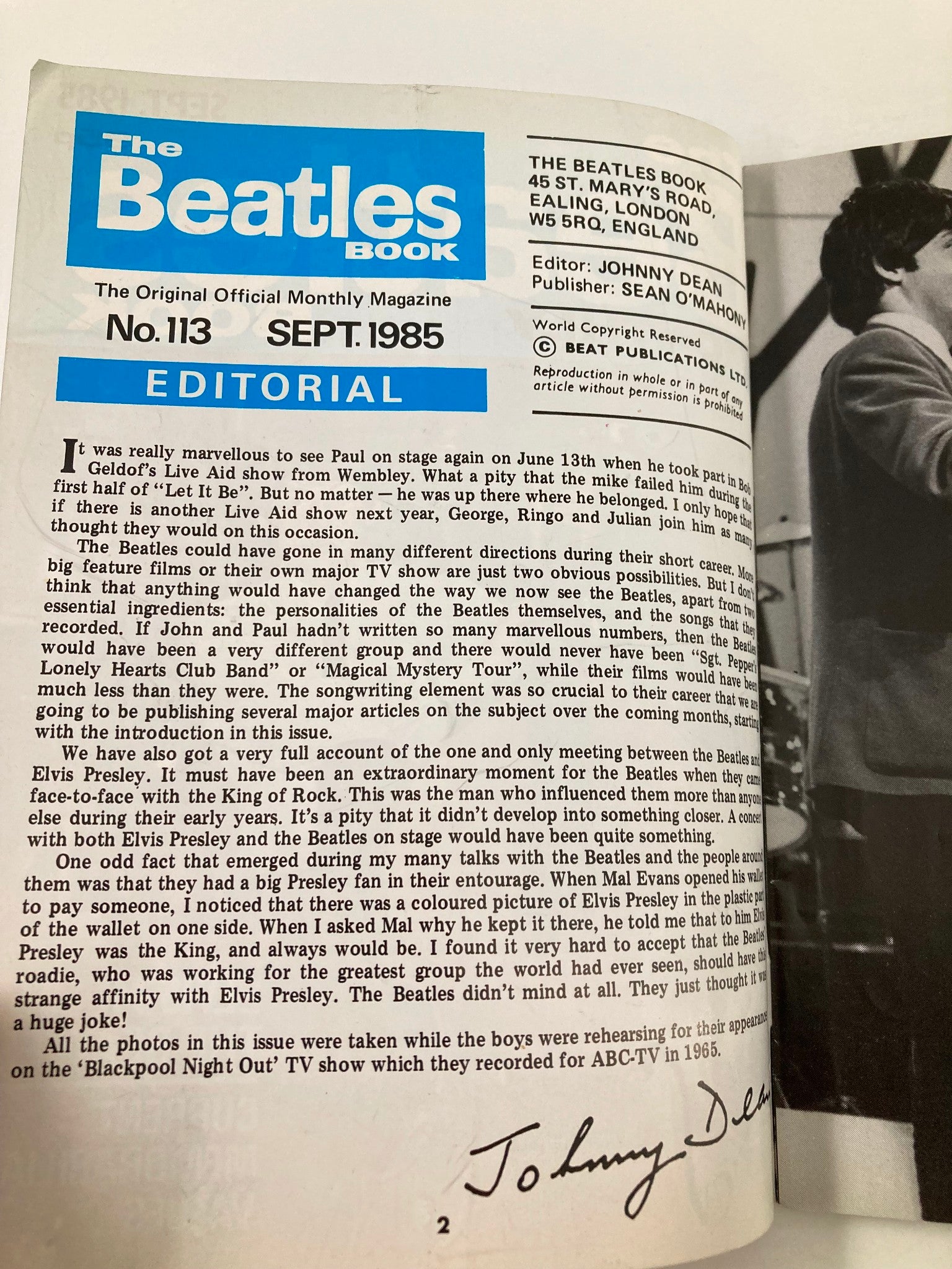 The Beatles Book Monthly Magazine September 1985 #113 Paul McCartney No Label