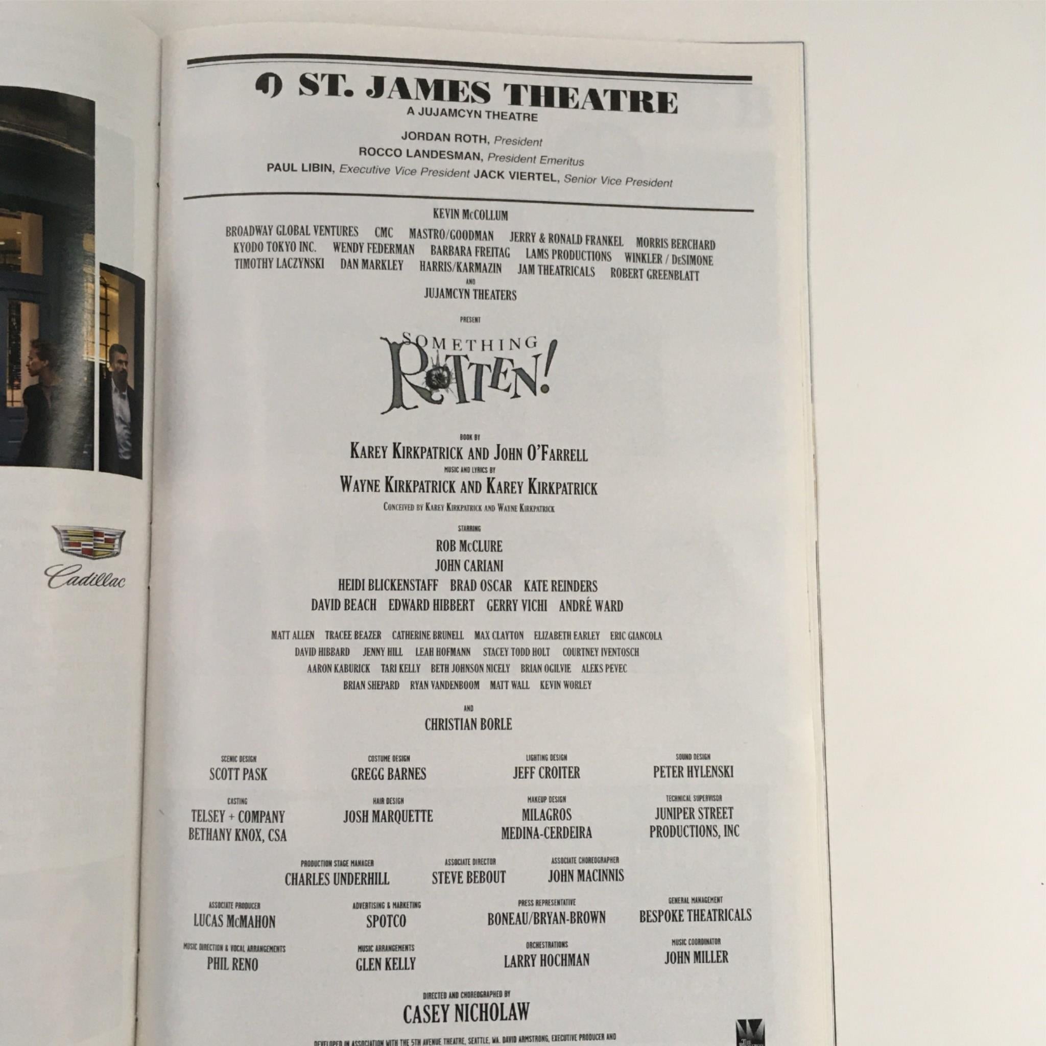 2016 Playbill Something Rotten by Casey Nicholaw at St. James Theatre