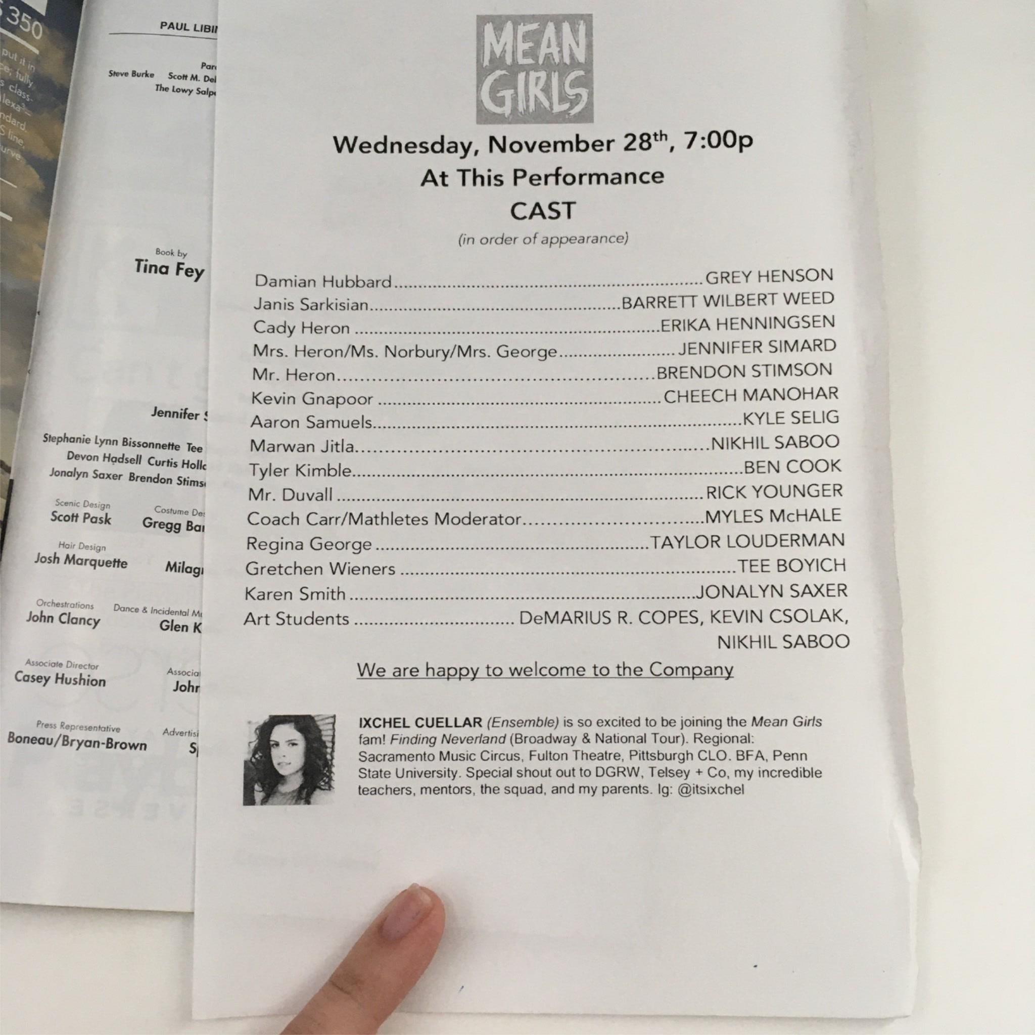 2018 Playbill Mean Girls by Mary-Mitchell Campbell at August Wilson Theatre