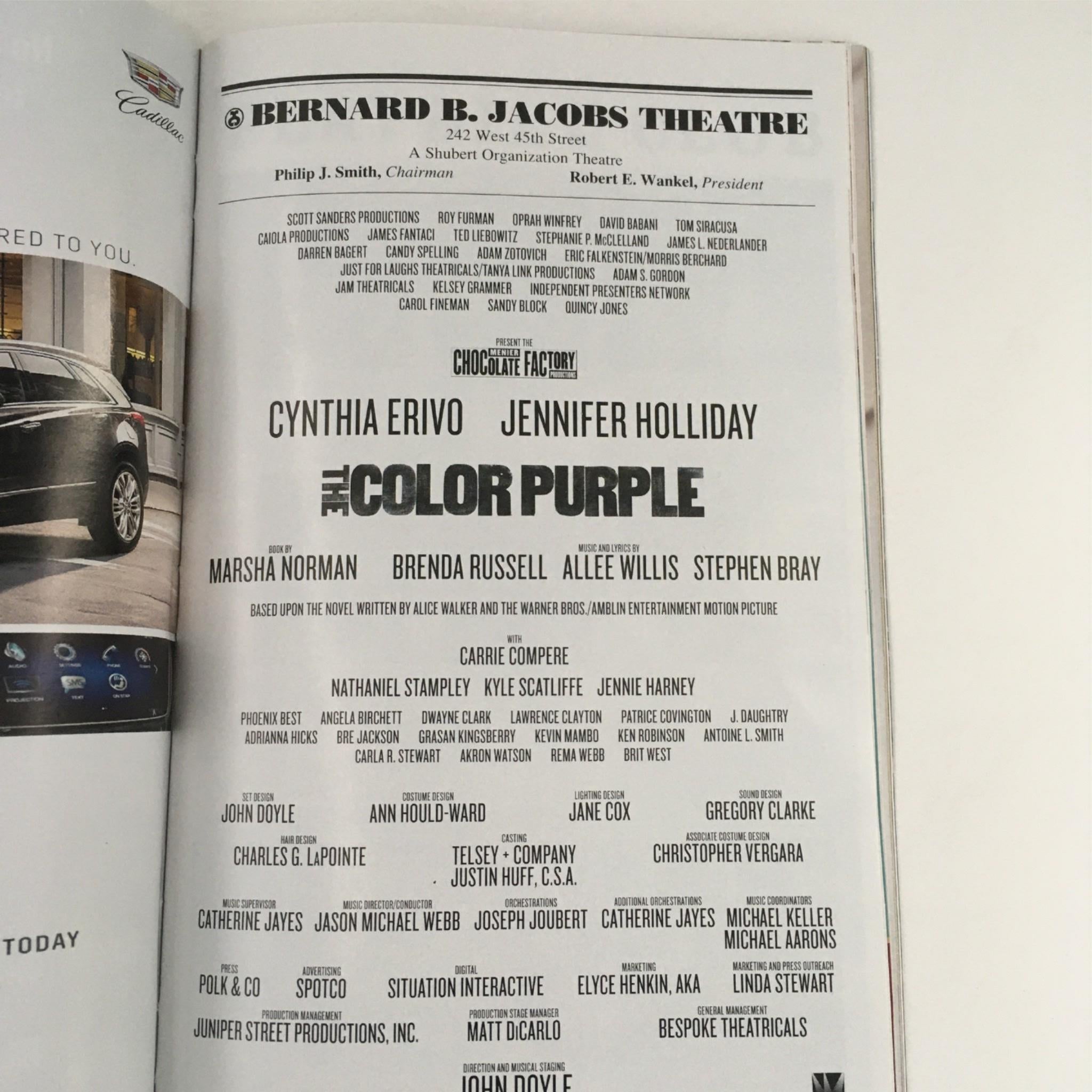 2016 Playbill The Color Purple by John Doyle at Bernard B. Jacobs Theatre