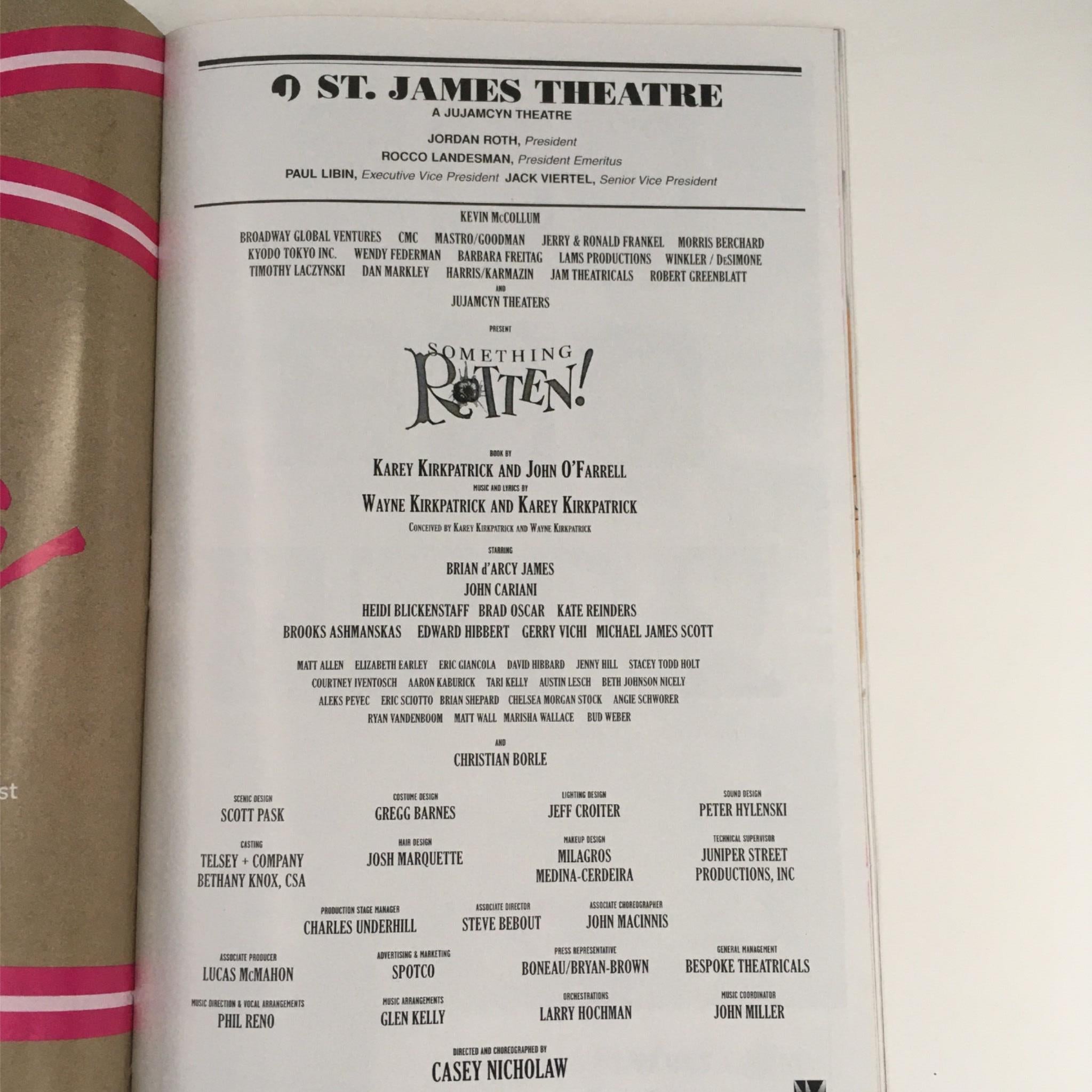 2015 Playbill Something Rotten by Casey Nicholaw at St. James Theatre