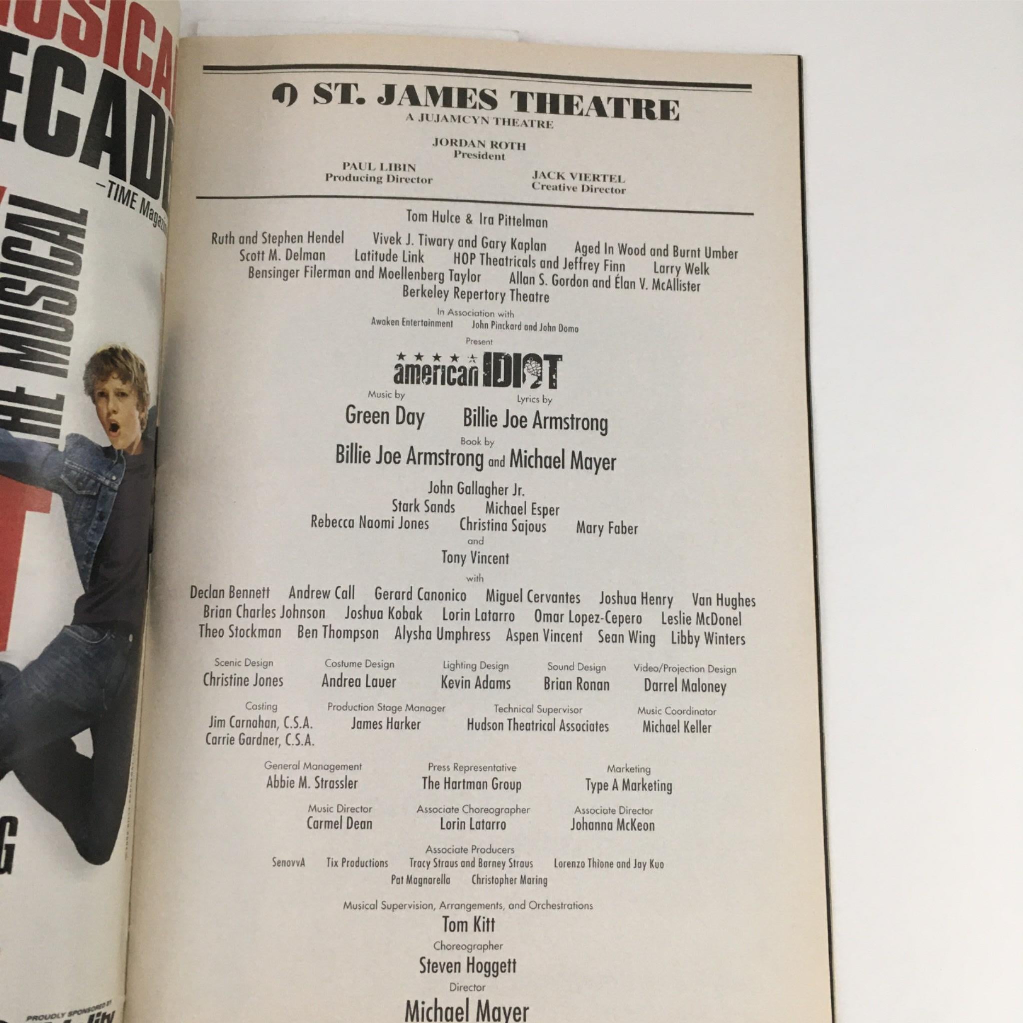 2010 Playbill American Idiot by Michael Mater at St. James Theatre