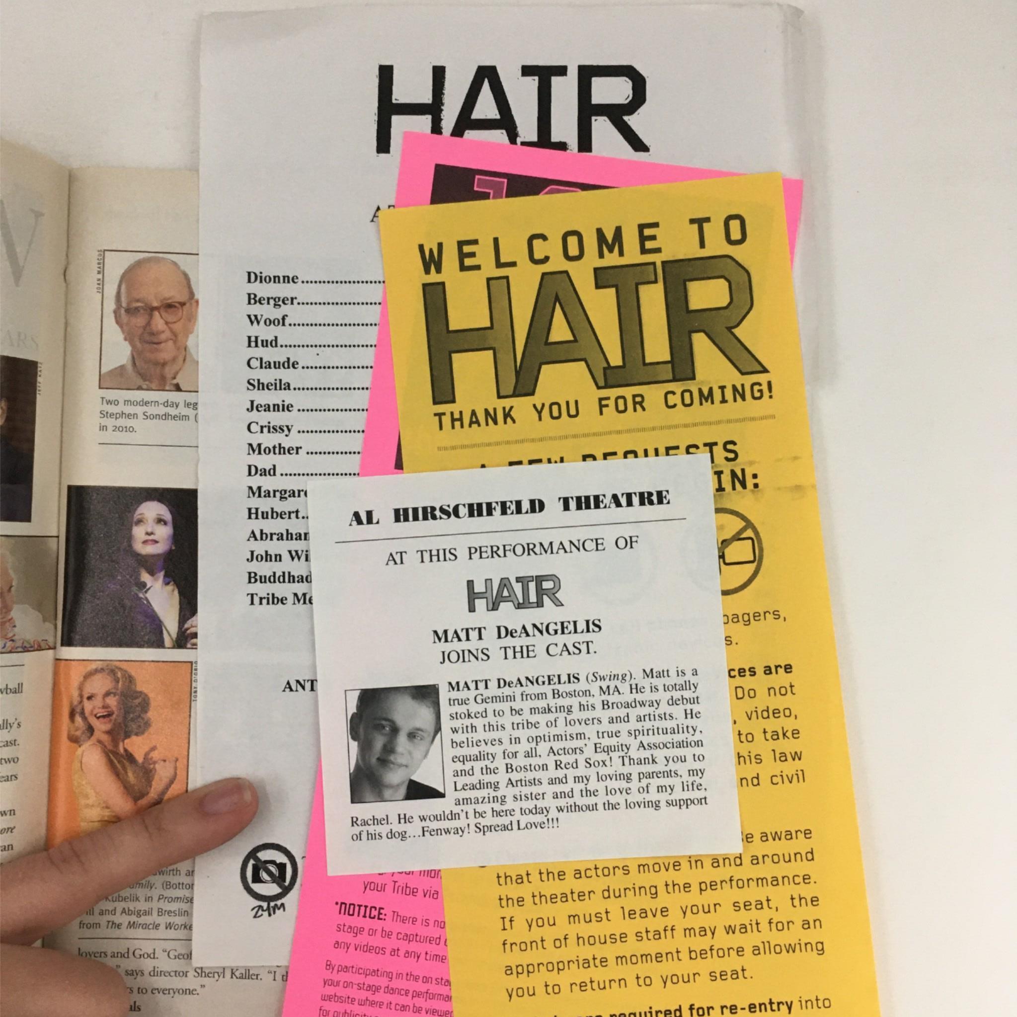 2010 Playbill Hair by Diane Paulus, Joey Parnes at Al Hirschfeld Theatre