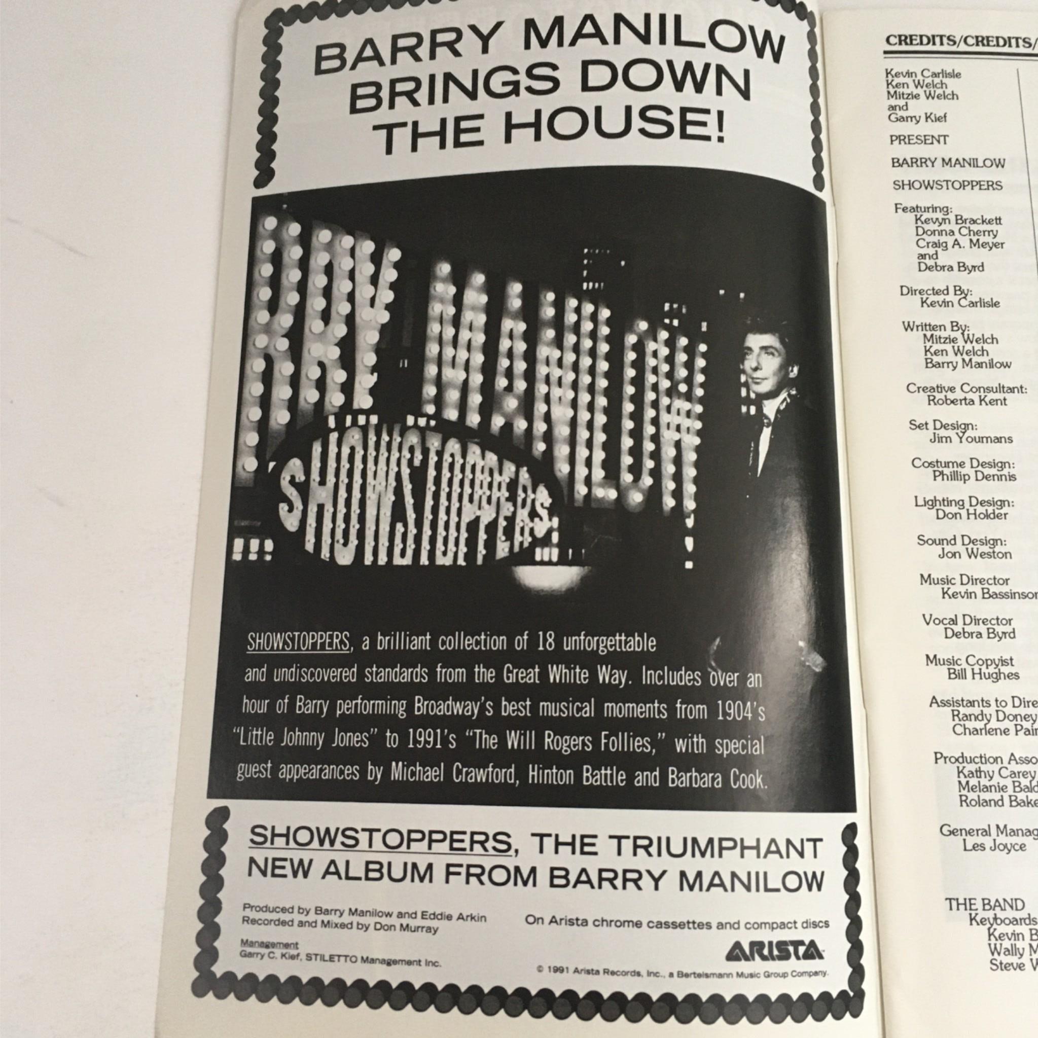 1991 Showstoppers Barry Manilow at The Paramount with Tickets