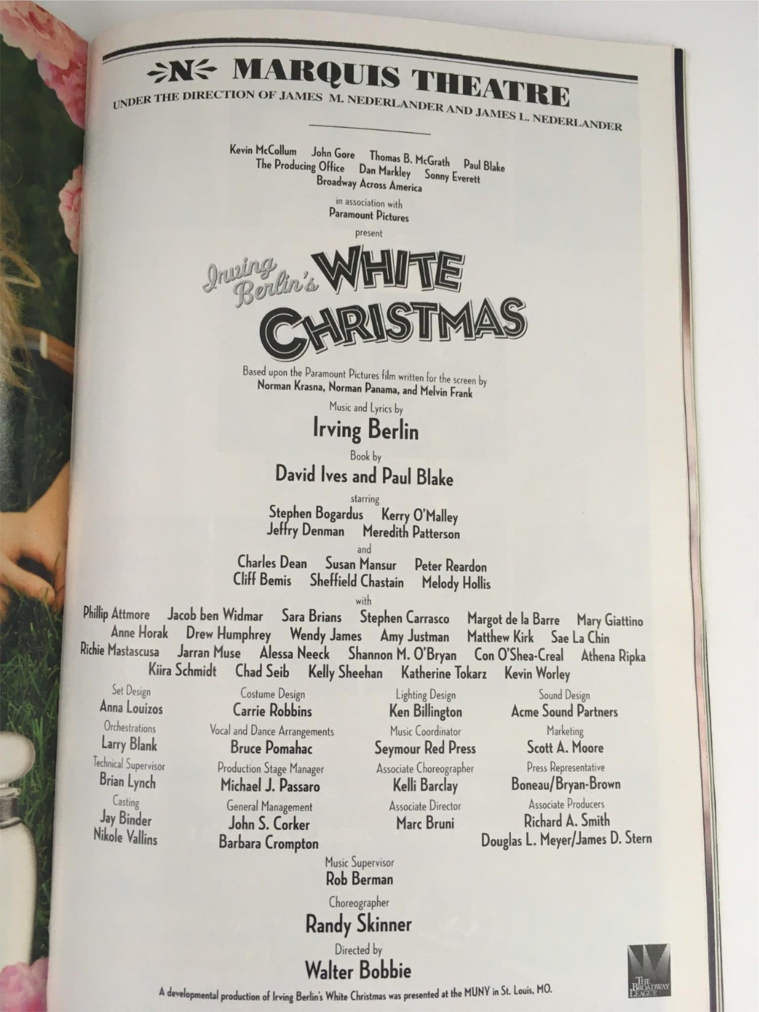 2008 Playbill White Christmas by Irving Berlin at Marquis Theatre with Tickets