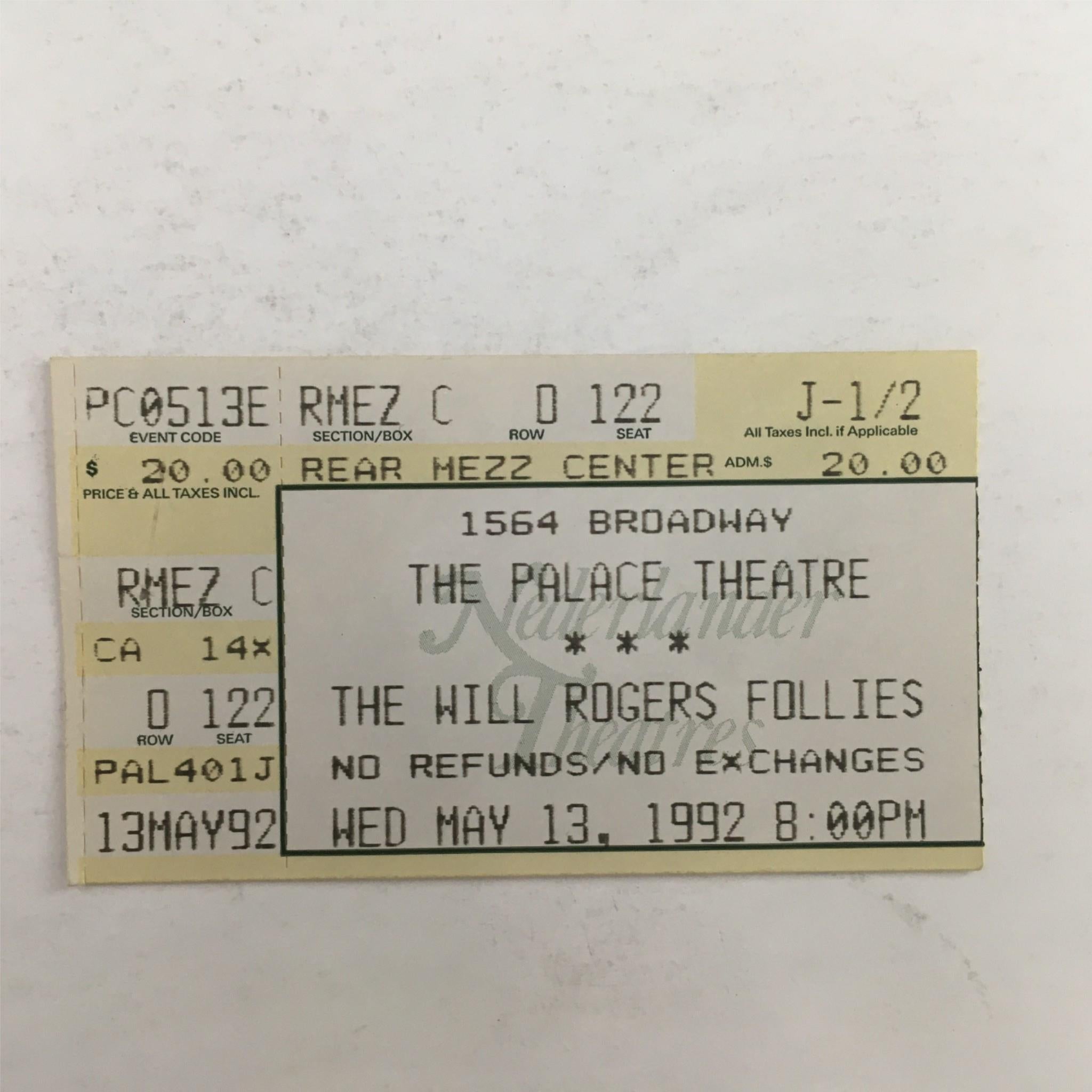 1992 Playbill The Will Rogers Follies A Life in Revue by Tommy Tune with Ticket