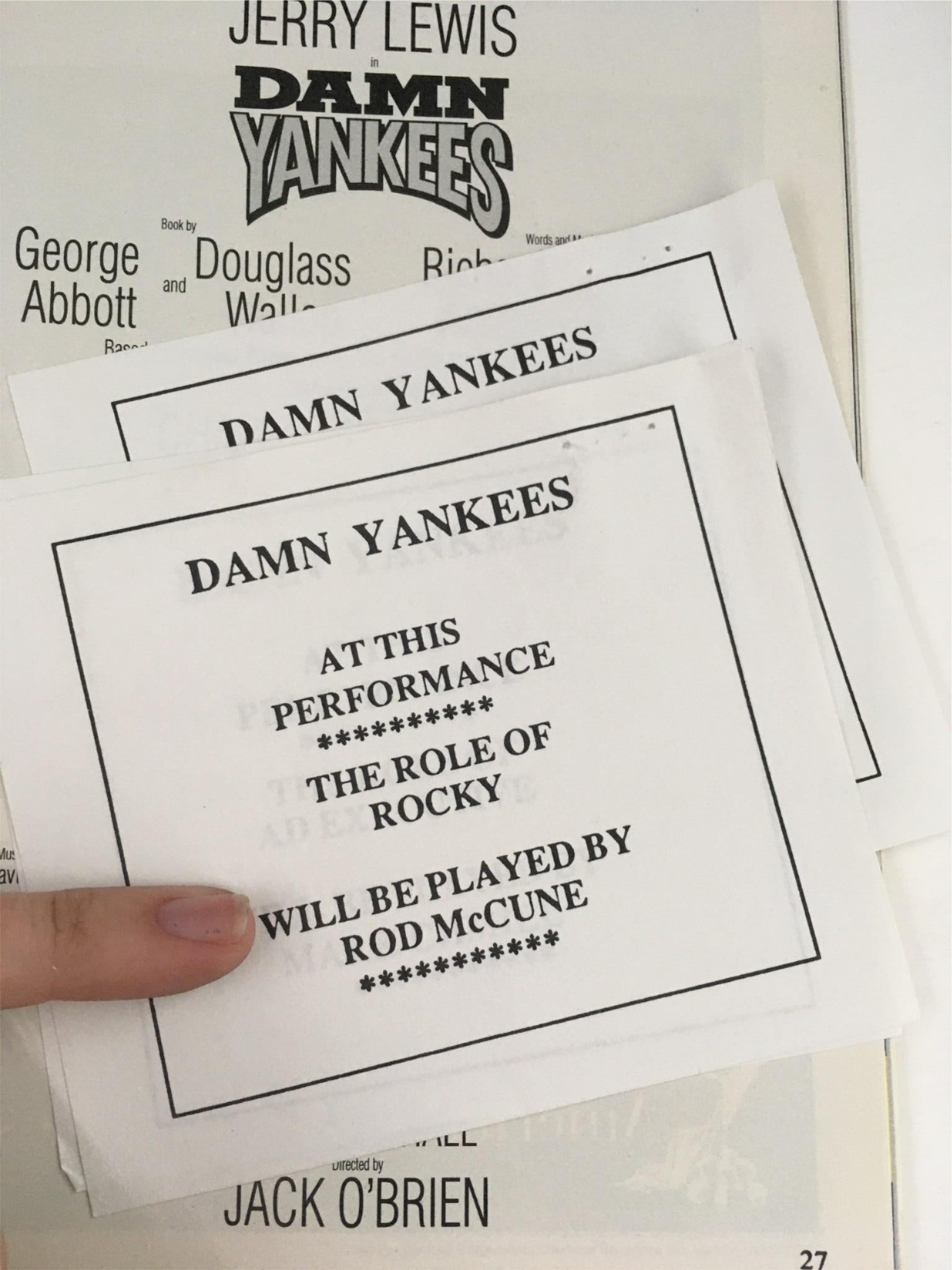 1995 Playbill Damn Yankees by Jack O'Brien at Marquis Theatre with Ticket