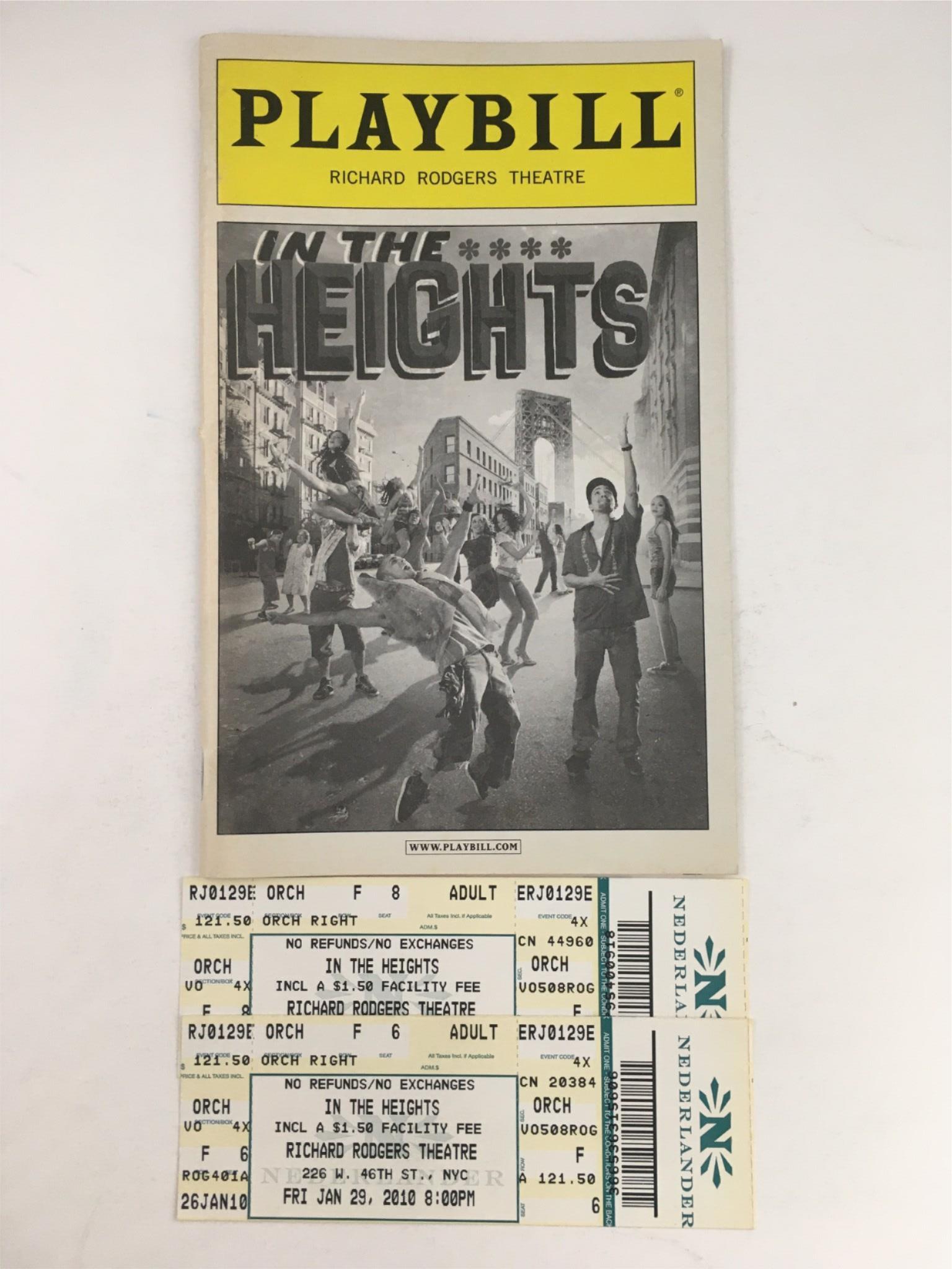 2010 Playbill In The Heights by Thomas Kail at Richard Rodgers Theatre w/ Ticket