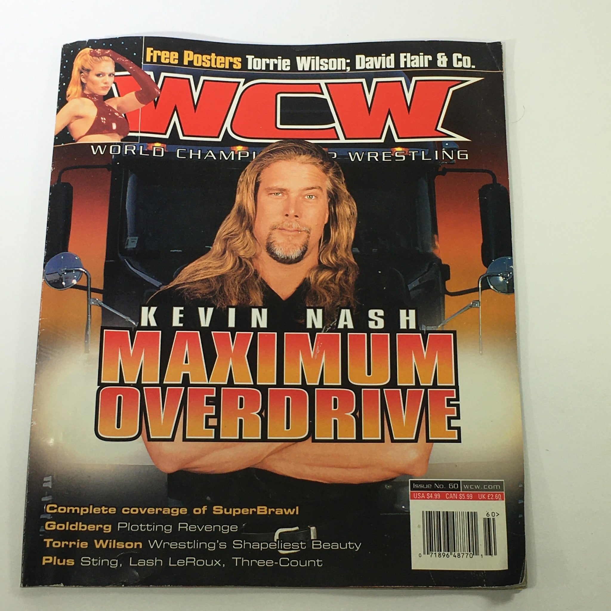 VTG World Championship Wrestling Magazine April 2000 Issue #60 featuring Kevin Nash on the cover with the title 'Maximum Overdrive' and vibrant visuals reflecting wrestling culture.