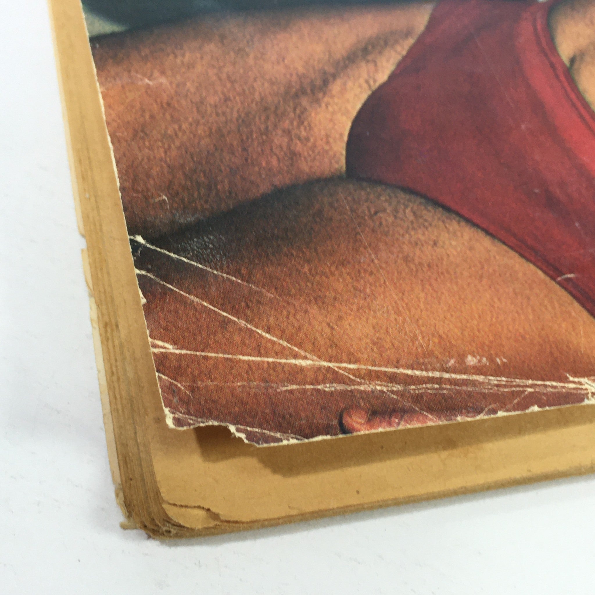 Close-up view of the corner of the May 1980 issue of The Wrestler Magazine, featuring visible wear and creases on the cover, emphasizing its vintage condition.