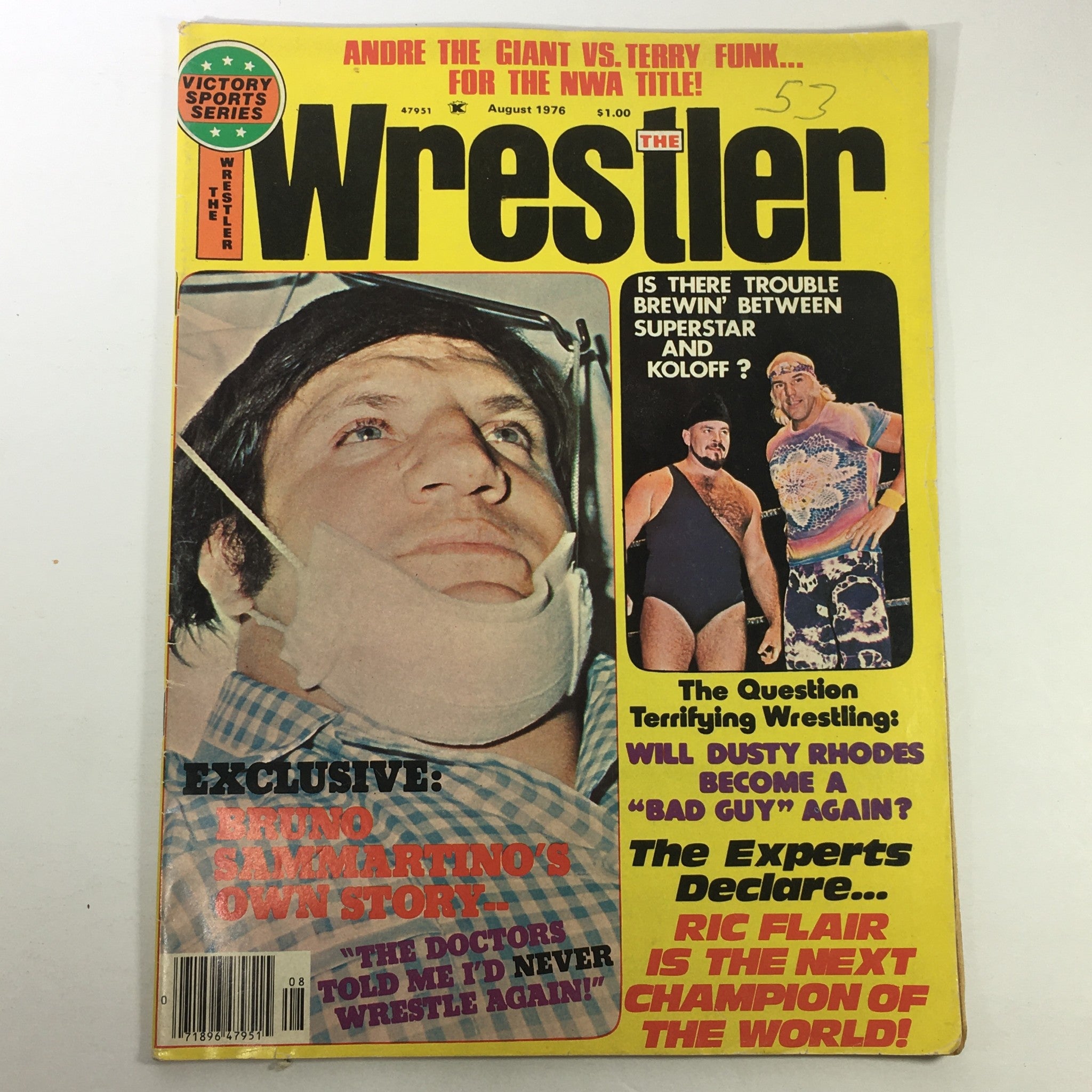 VTG The Wrestler Magazine August 1976 - Bruno Sammartino / Dusty Rhodes