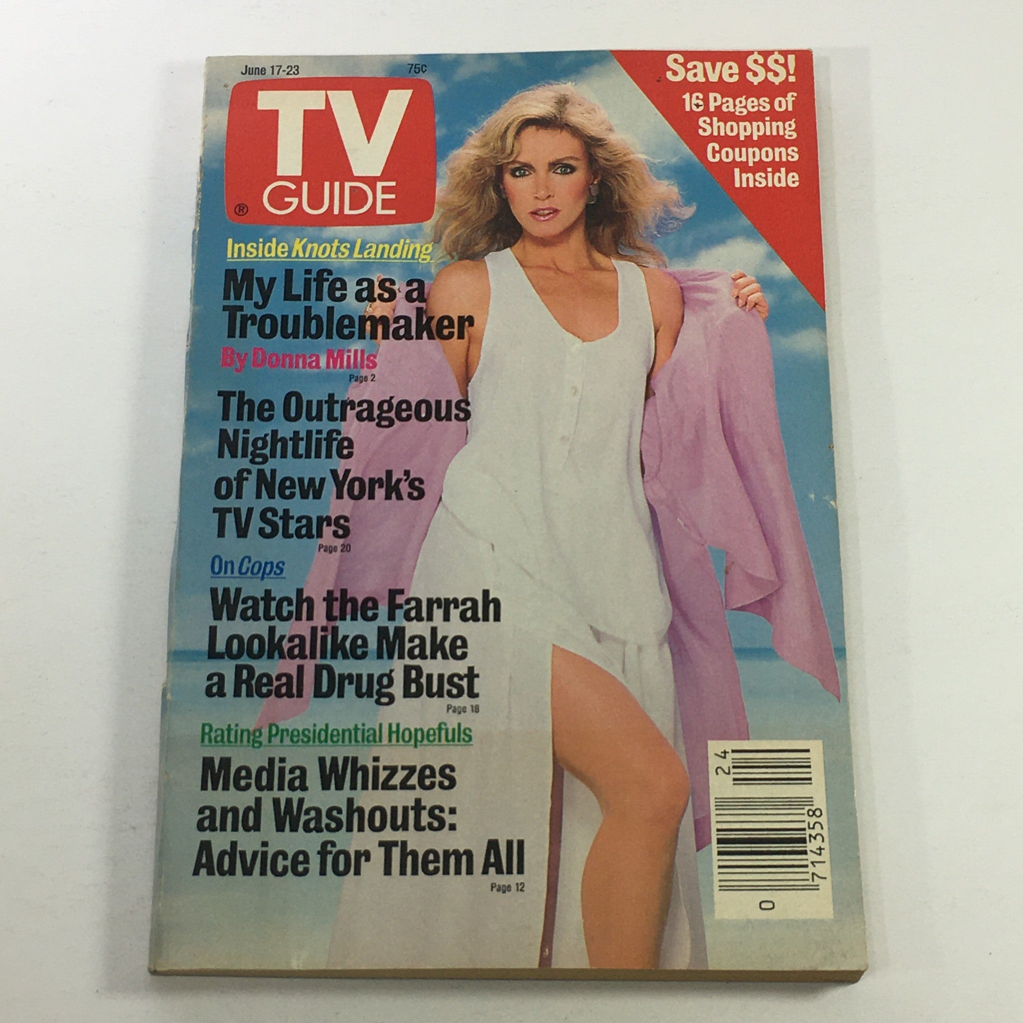 VTG TV Guide Magazine June 17-23 1989 - Donna Mills / Farrah Look-A-Like