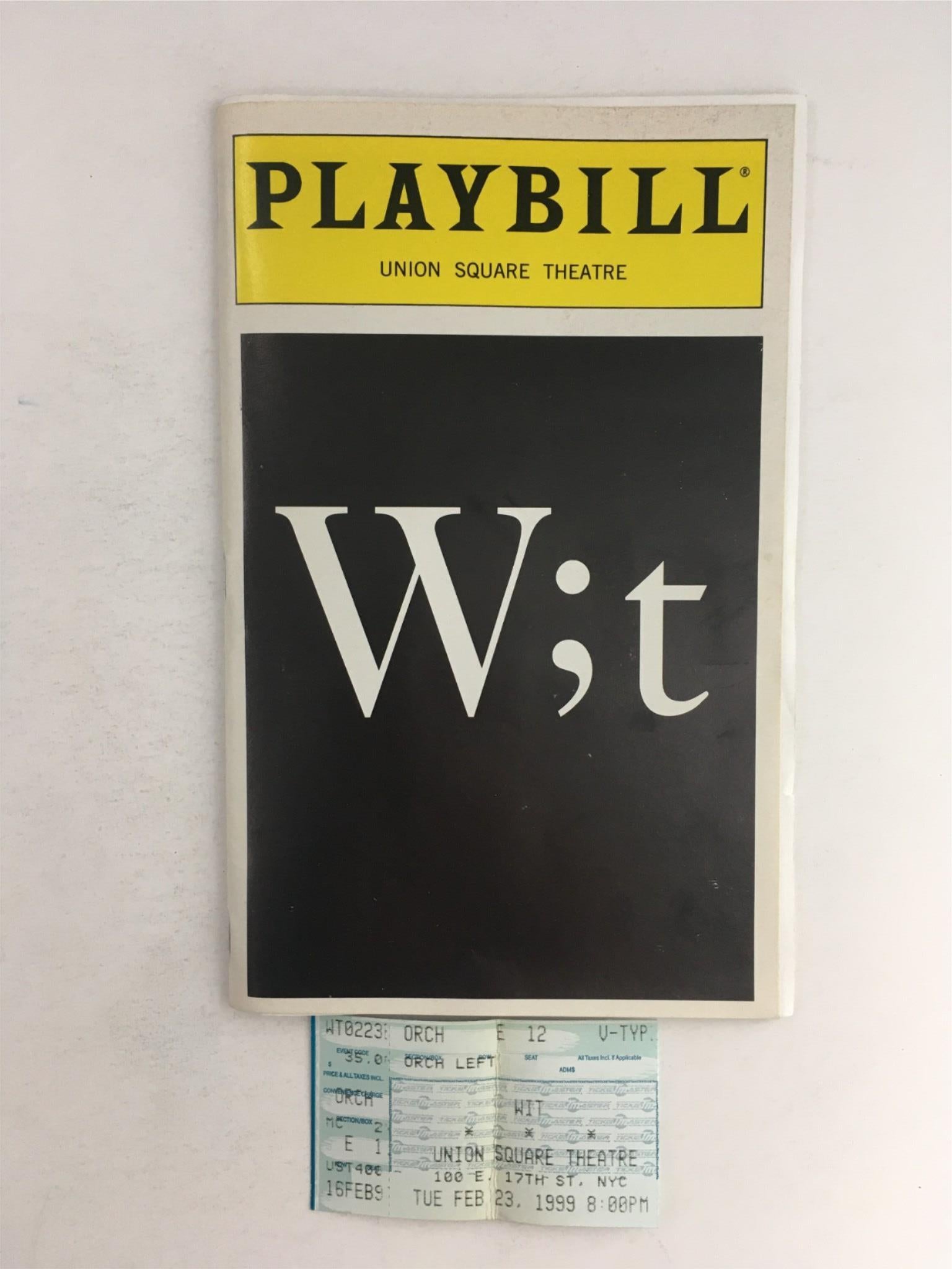 1999 Playbill Wit by Margaret Edson, Derek Anson Jones at Union Square Theatre