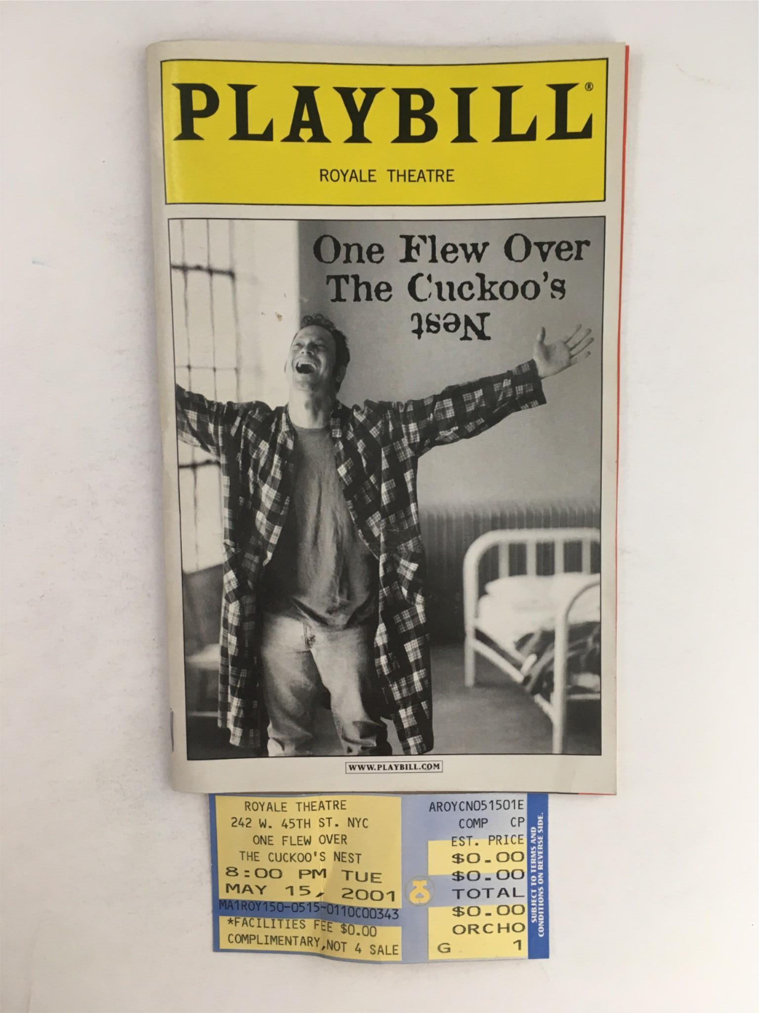 2001 Playbill One Flew Over The Cuckoo's Nest by Dale Wasserman w/ Ticket VG