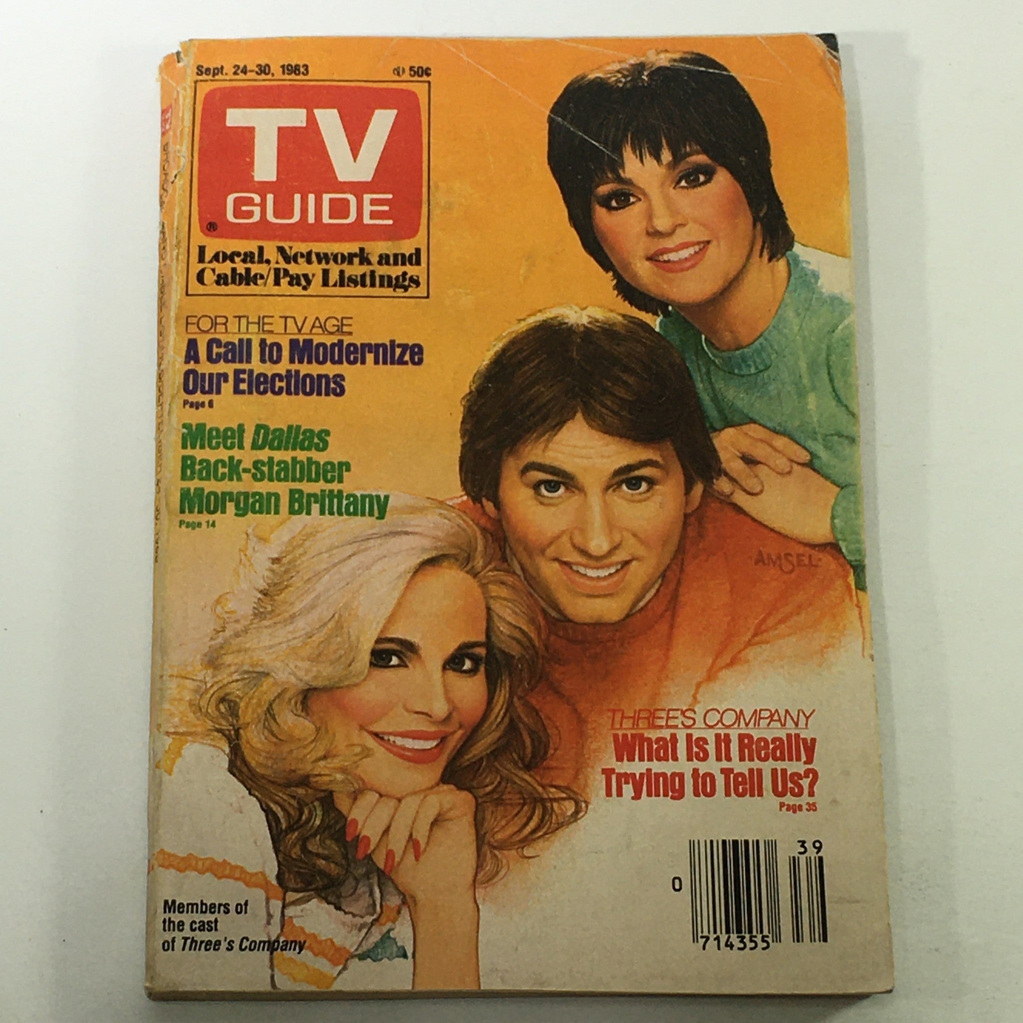 VTG TV Guide Magazine September 24-30 1983 - John Ritter and Joyce DeWitt