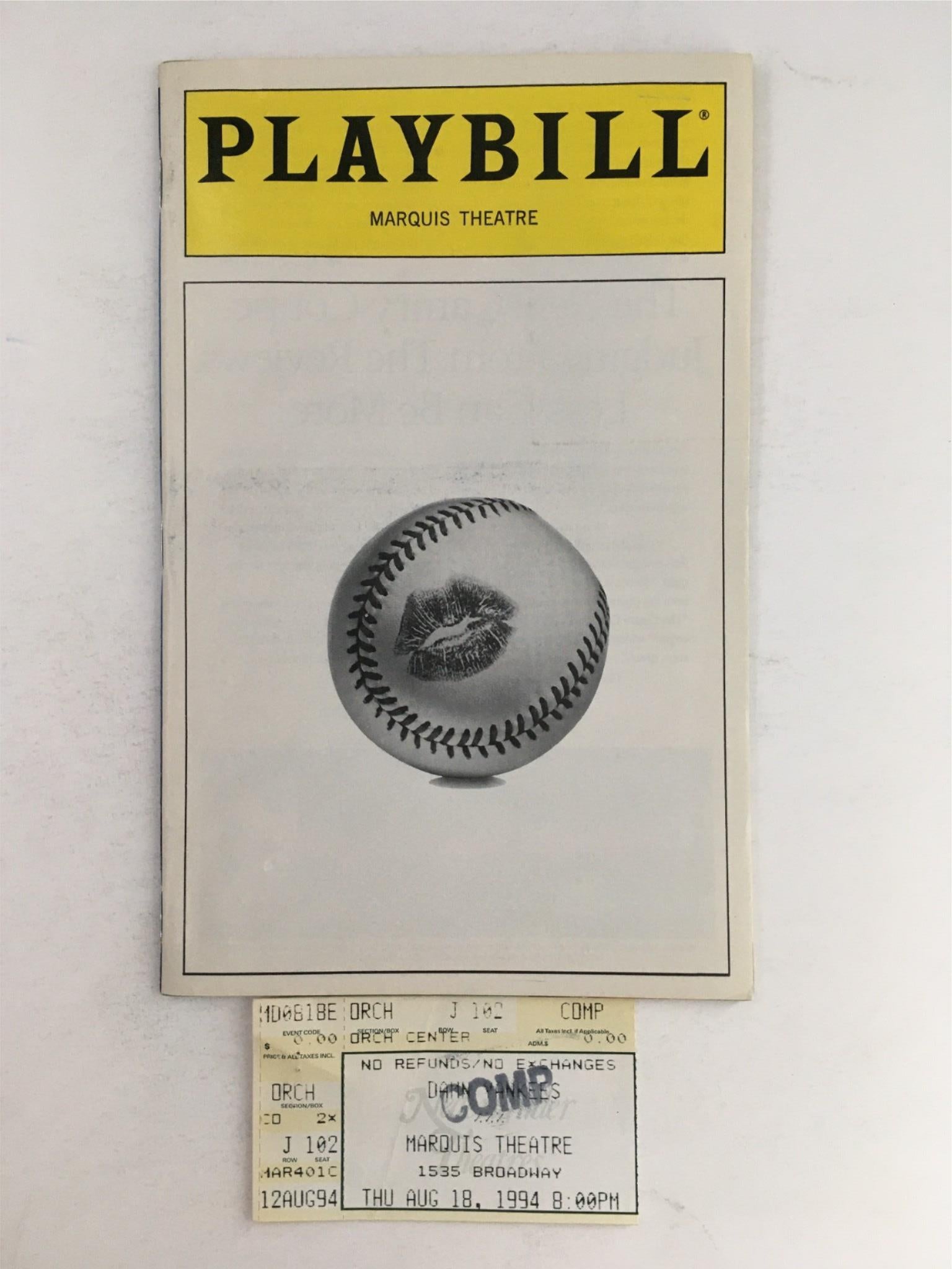 1994 Playbill Damn Yankees by Jack O'Brien at Marquis Theatre with Ticket