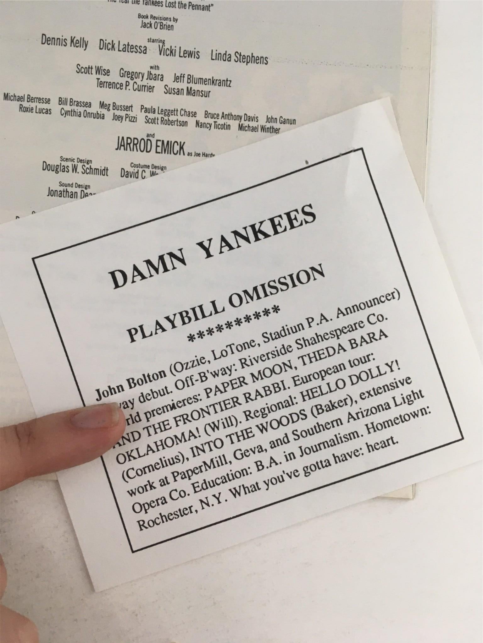 1994 Playbill Damn Yankees by Jack O'Brien at Marquis Theatre with Ticket