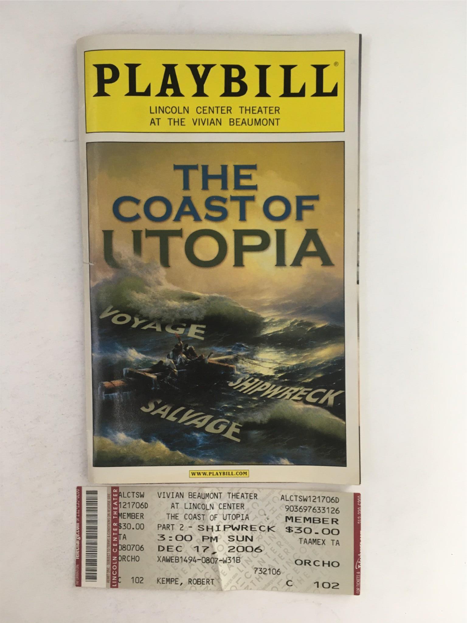 2006 Playbill The Coast Of Utopia by Tom Stoppard, Jack O'Brien, Lincoln Center